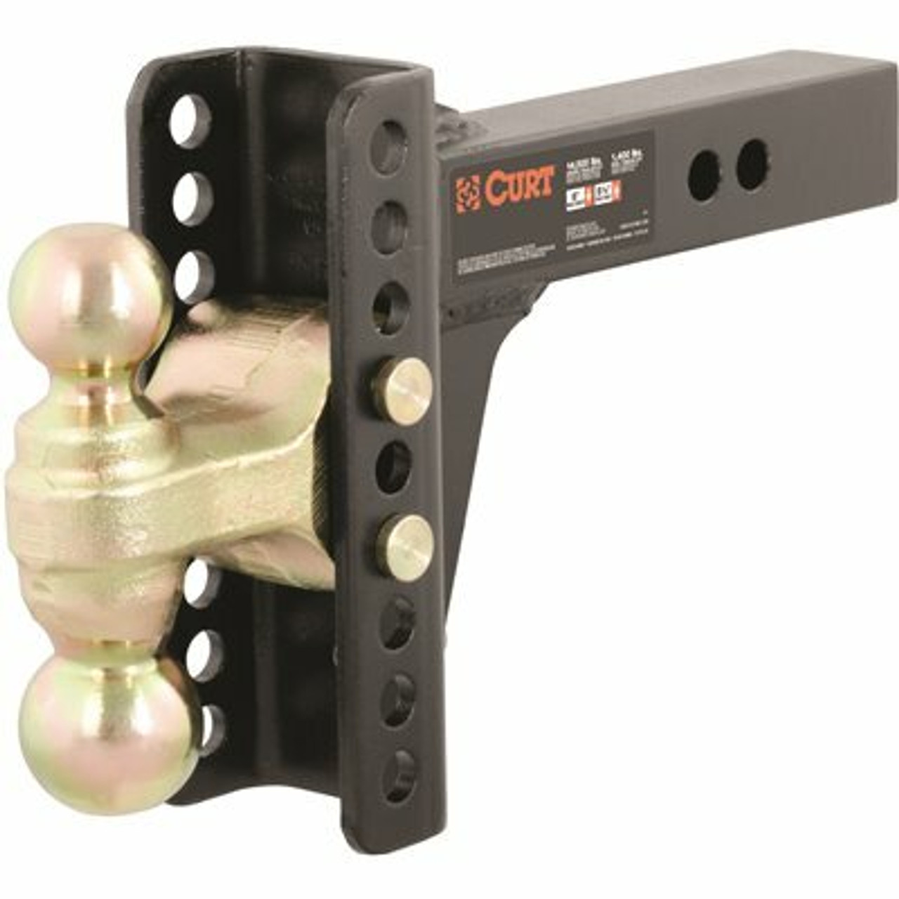 Curt Adjustable Channel Mount With Dual Ball (2 In. Shank, 14,000 Lbs., 6 In. Drop)