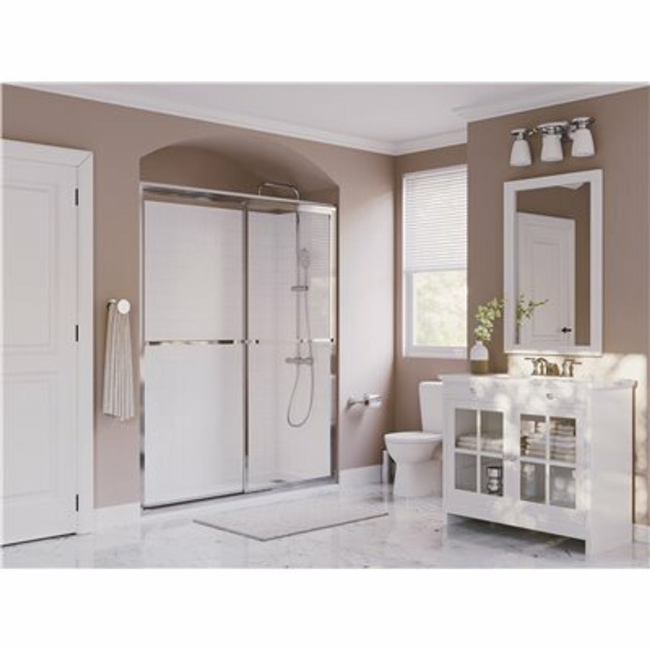Coastal Shower Doors Paragon 40 In. To 41.5 In. X 70 In. Framed Sliding Shower Door With Towel Bar In Chrome And Clear Glass