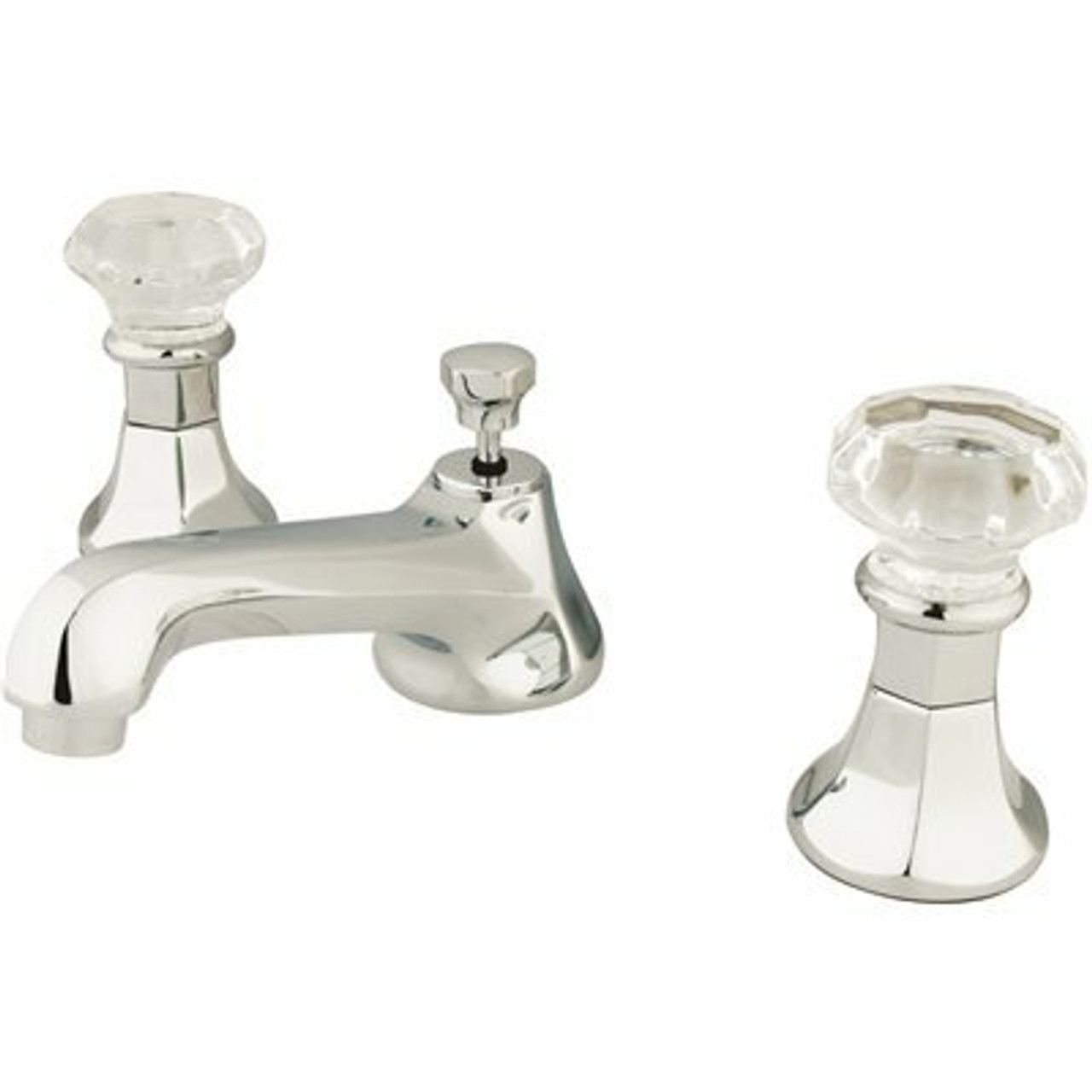 Kingston Brass Crystal 8 In. Widespread 2-Handle Mid-Arc Bathroom Faucet In Polished Chrome