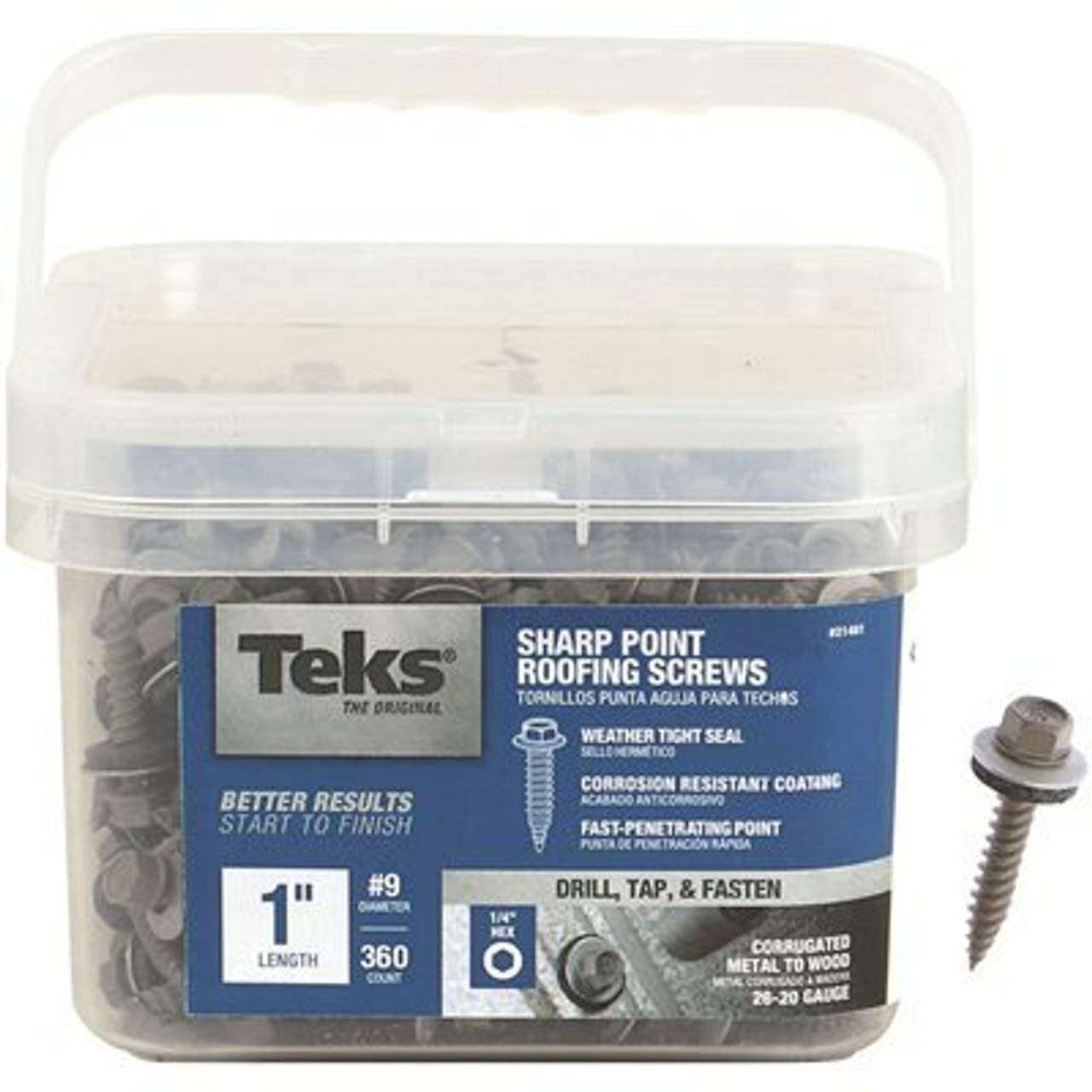 Teks #9-15 X 1 In. External Hex Washer Head Sharp Point Roofing Screw (360-Pack)