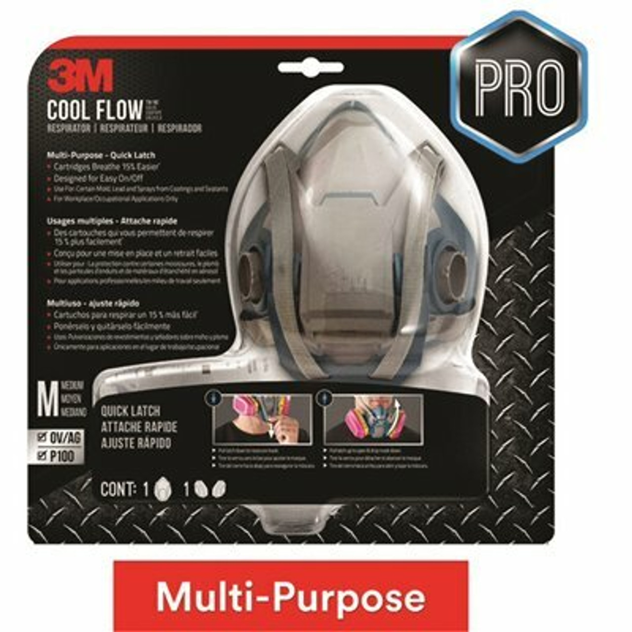 3M Pro Medium Multi-Purpose Respirator With Quick Latch