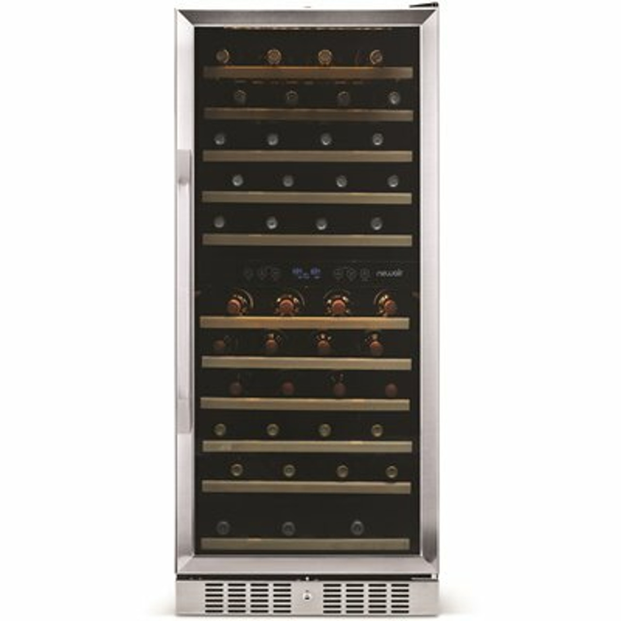 Newair Dual Zone 116-Bottle Built-In Wine Cooler Fridge With Smooth Rolling Shelves And Quiet Operation - Stainless Steel