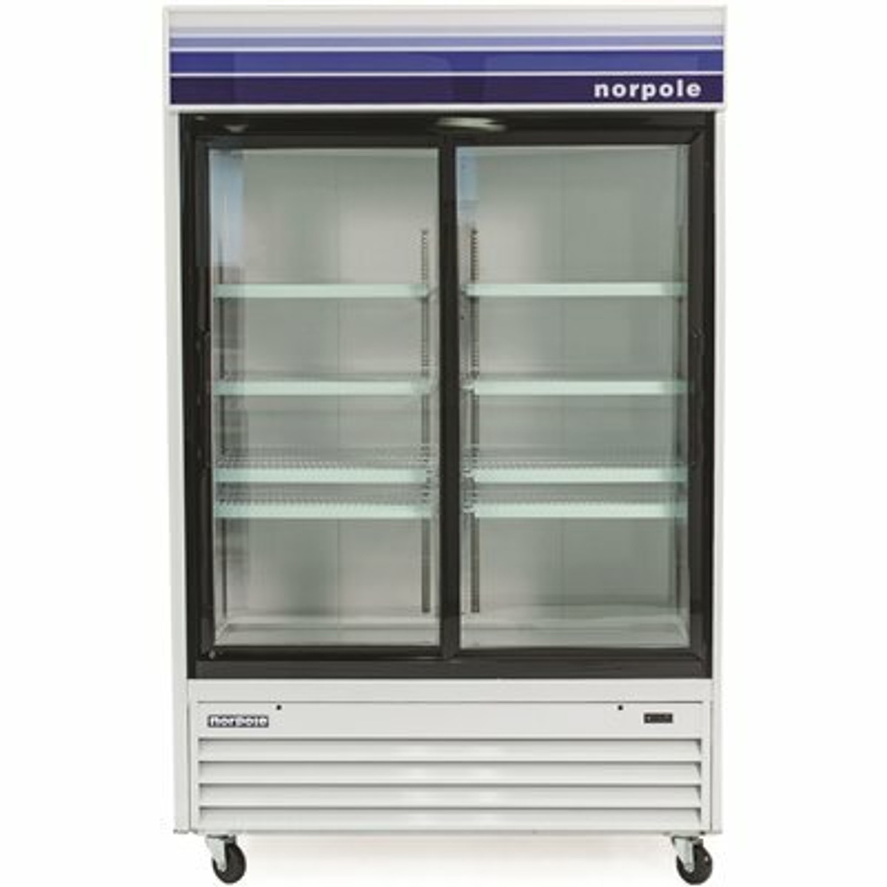 Norpole 53 In. W 45 Cu. Ft. Glass Door Commercial Refrigerator In White And Black