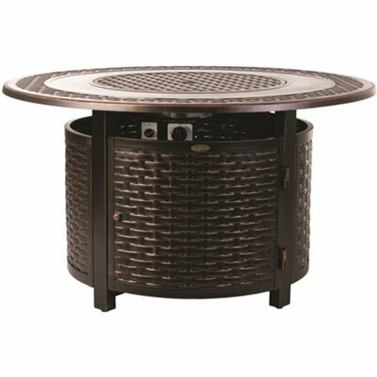 Fire Sense Bellante 44 In. X 24 In. Woven Aluminum Lpg Fire Pit In Antique Bronze Bellante