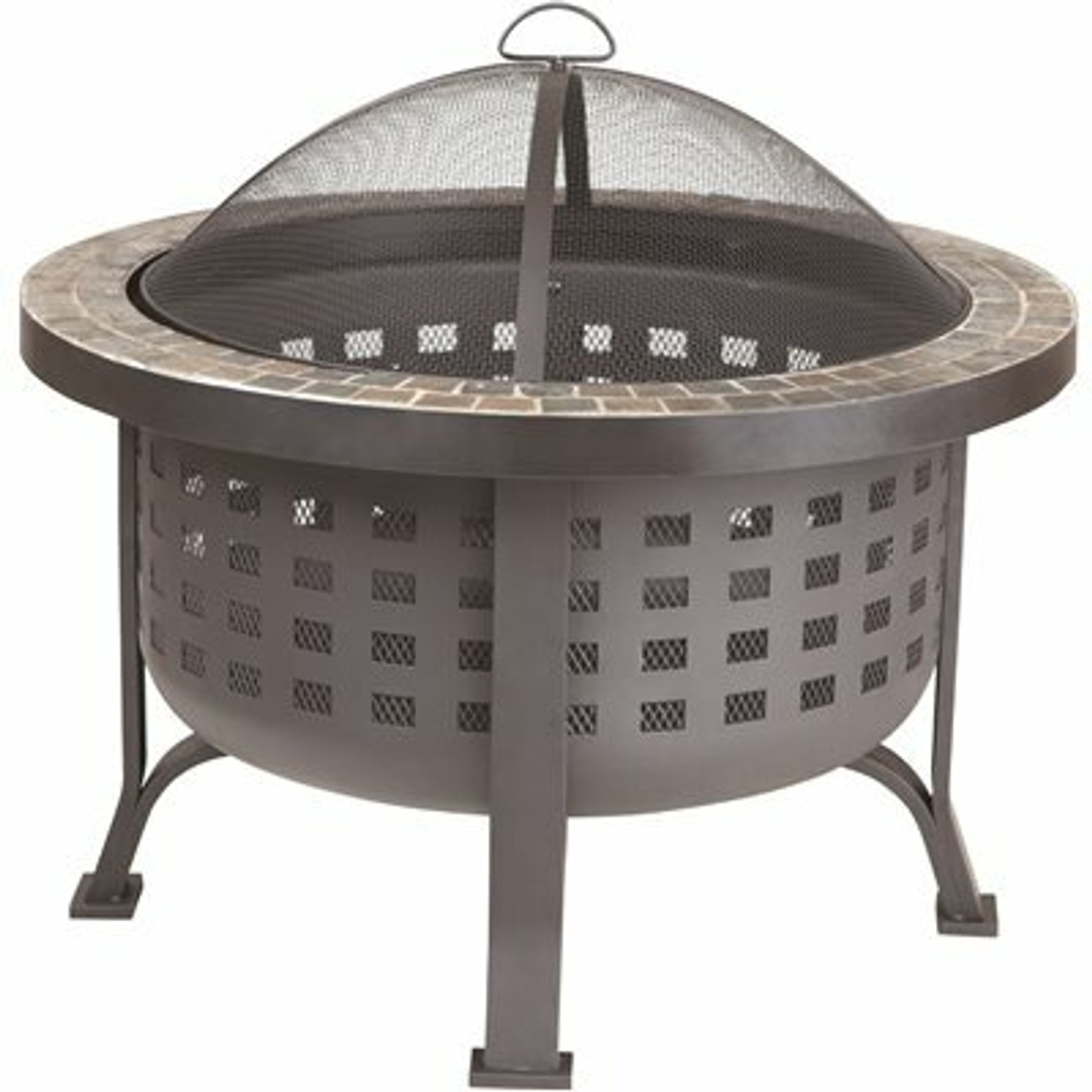 Fire Sense Alpina 30 In. Round Steel Fire Pit With Slate Top