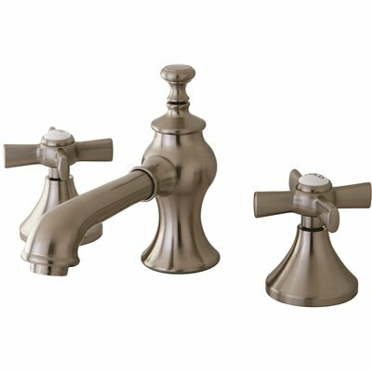Kingston Brass Modern Cross 8 In. Widespread 2-Handle Mid-Arc Bathroom Faucet In Brushed Nickel