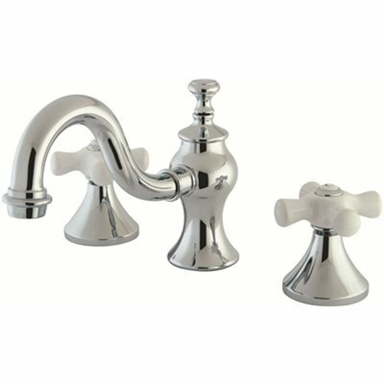 Kingston Brass Porcelain Cross 8 In. Widespread 2-Handle High-Arc Bathroom Faucet In Chrome