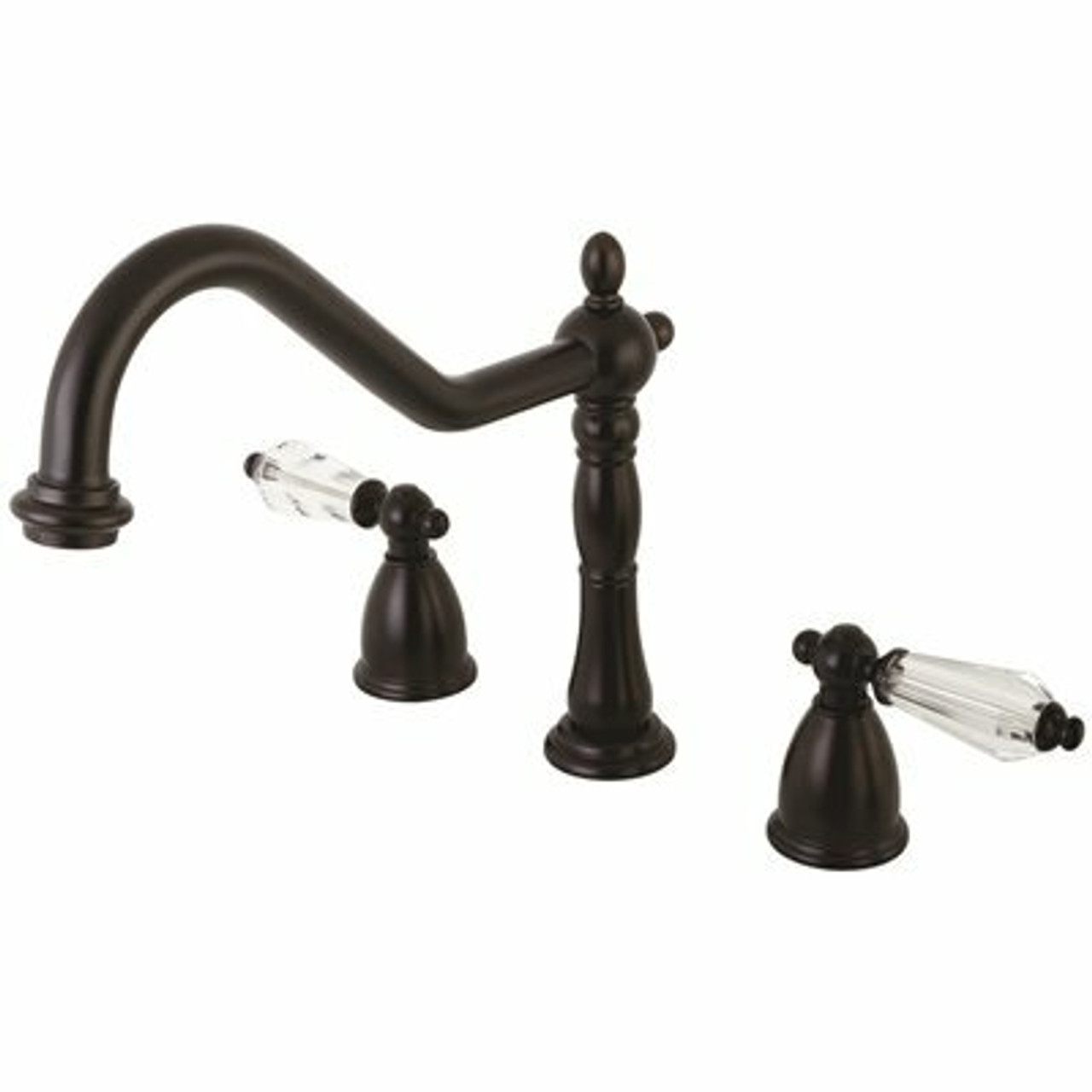 Kingston Brass Victorian Crystal 2-Handle Standard Kitchen Faucet In Oil Rubbed Bronze