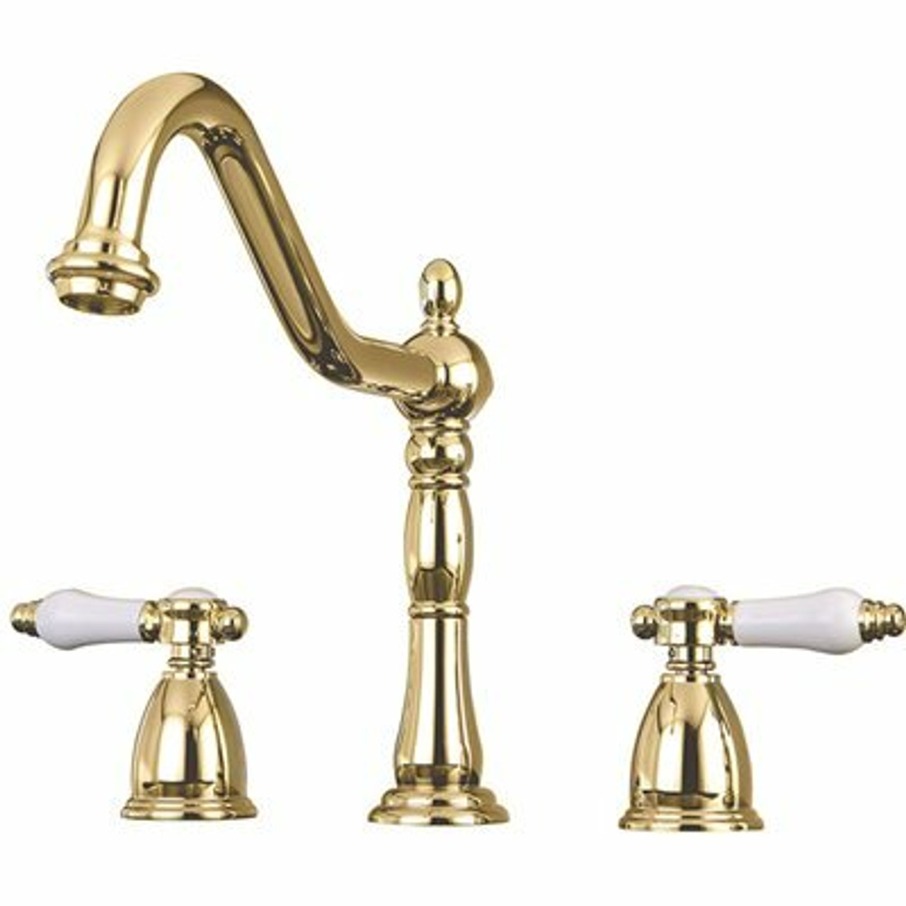 Kingston Brass Victorian Porcelain 2-Handle Standard Kitchen Faucet In Polished Brass