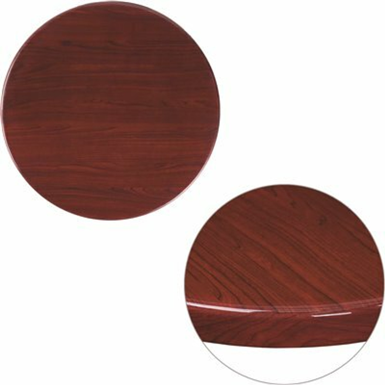 Flash Furniture 24 In. Round High-Gloss Mahogany Resin Table Top With 2 In. Thick Drop-Lip