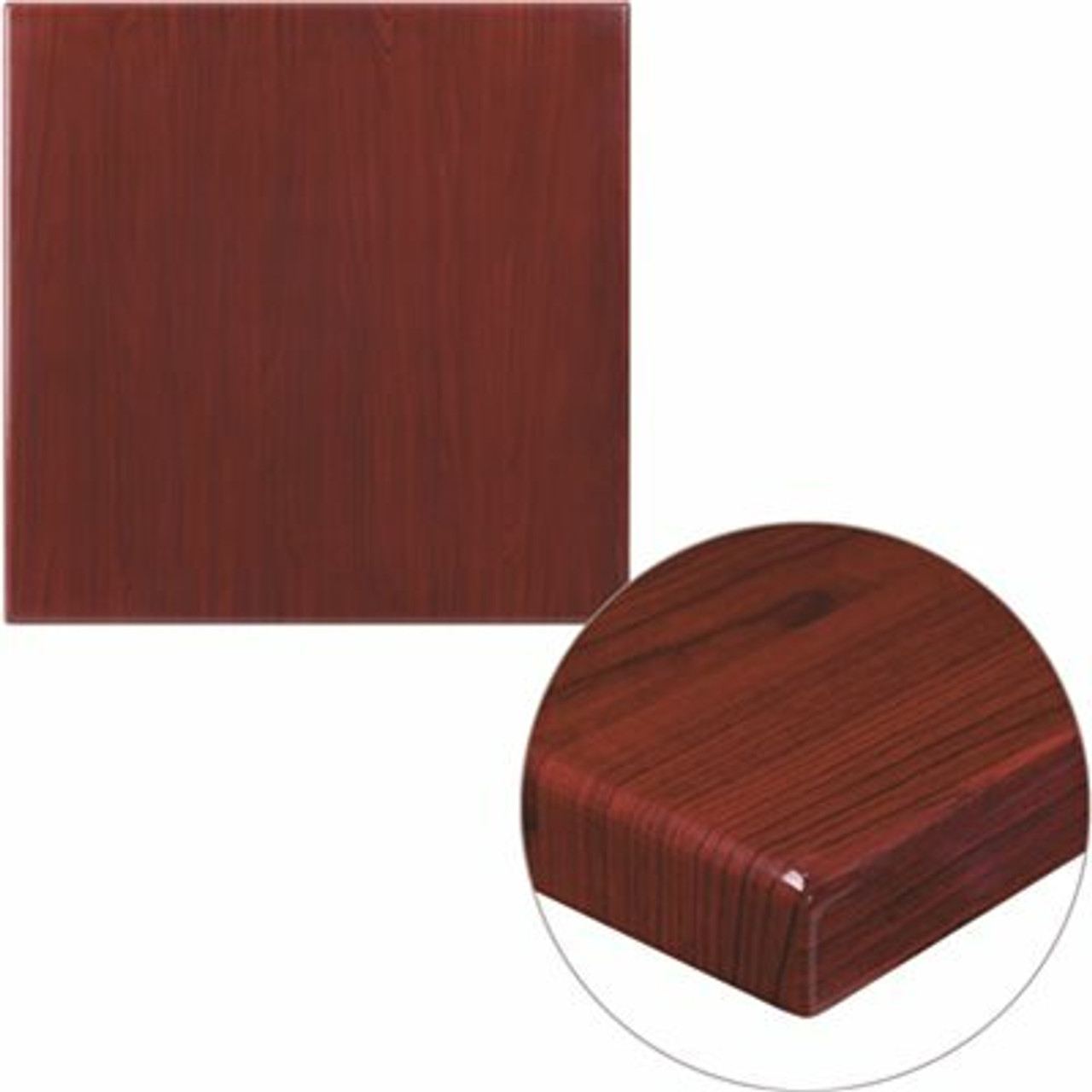 Flash Furniture 24 In. Square High-Gloss Mahogany Resin Table Top With 2 In. Thick Drop-Lip