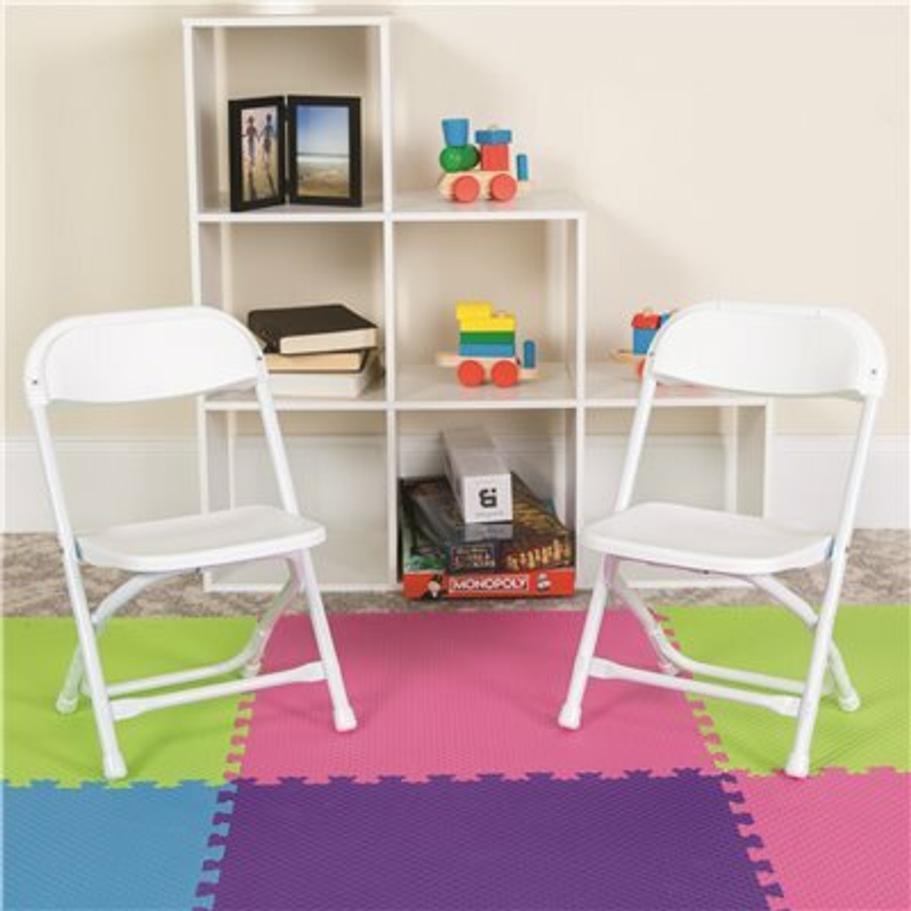 Flash Furniture Kids White Plastic Folding Chair