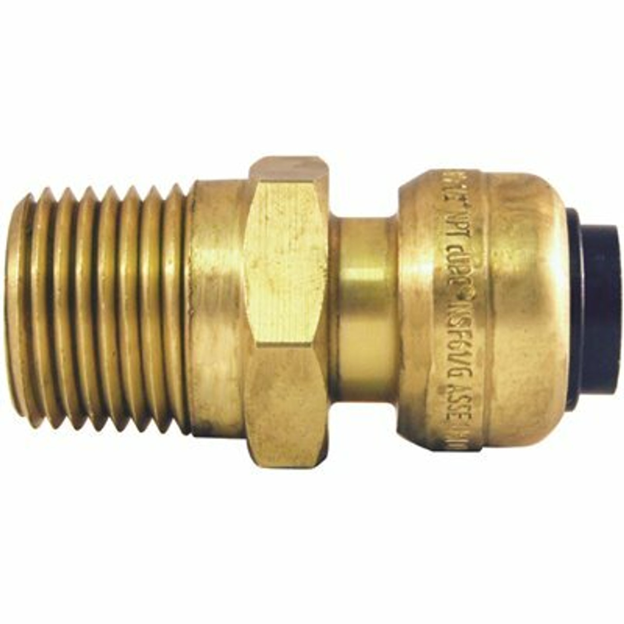 Tectite 3/8 In. (1/2 In. ) Brass Push-To-Connect X 1/2 In. Male Pipe Thread Reducing Adapter