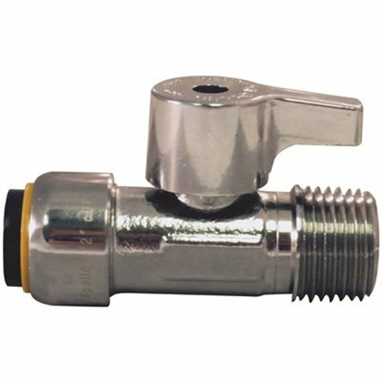 Tectite 1/2 In. Chrome Plated Brass Push-To-Connect X 1/2 In. Mnpt Quarter Turn Straight Stop Valve