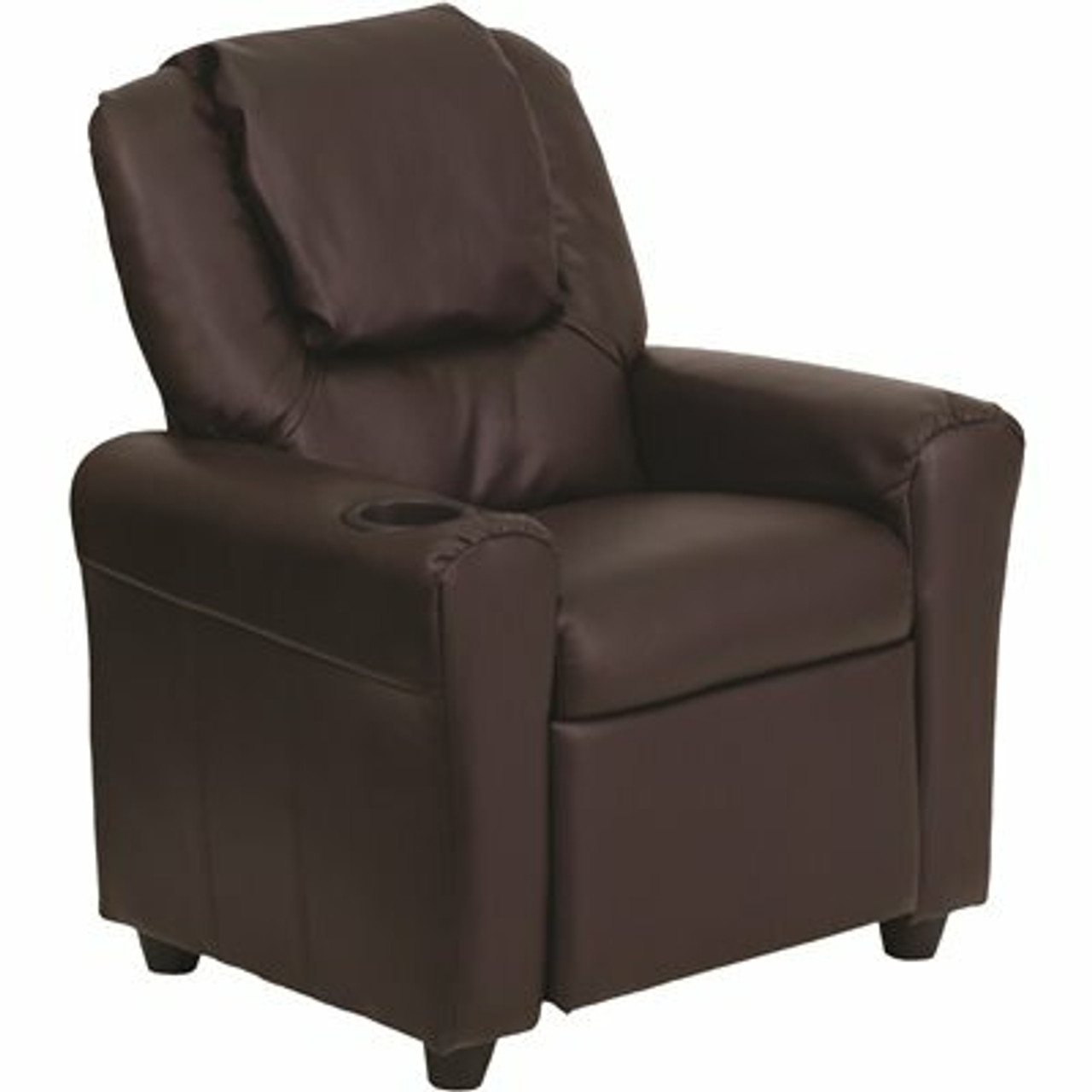 Flash Furniture Contemporary Brown Leather Kids Recliner With Cup Holder And Headrest