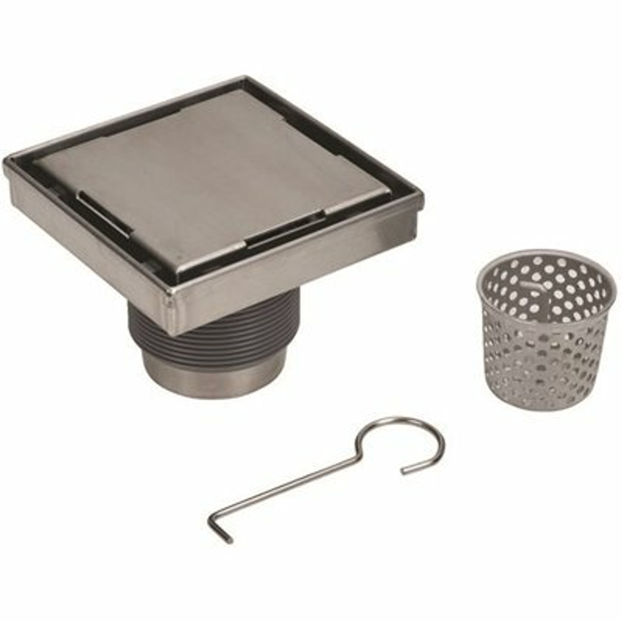 Oatey Designline 4 In. X 4 In. Stainless Steel Square Shower Drain With Tile-In Pattern Drain Cover