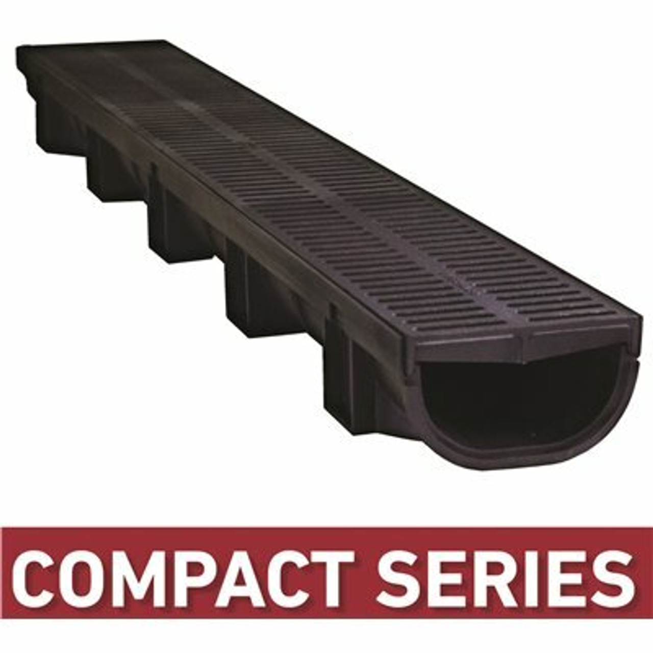 U.S. Trench Drain Compact Series 5.4 In. W X 3.2 In. D X 39.4 In. L Trench And Channel Drain With Black Grate