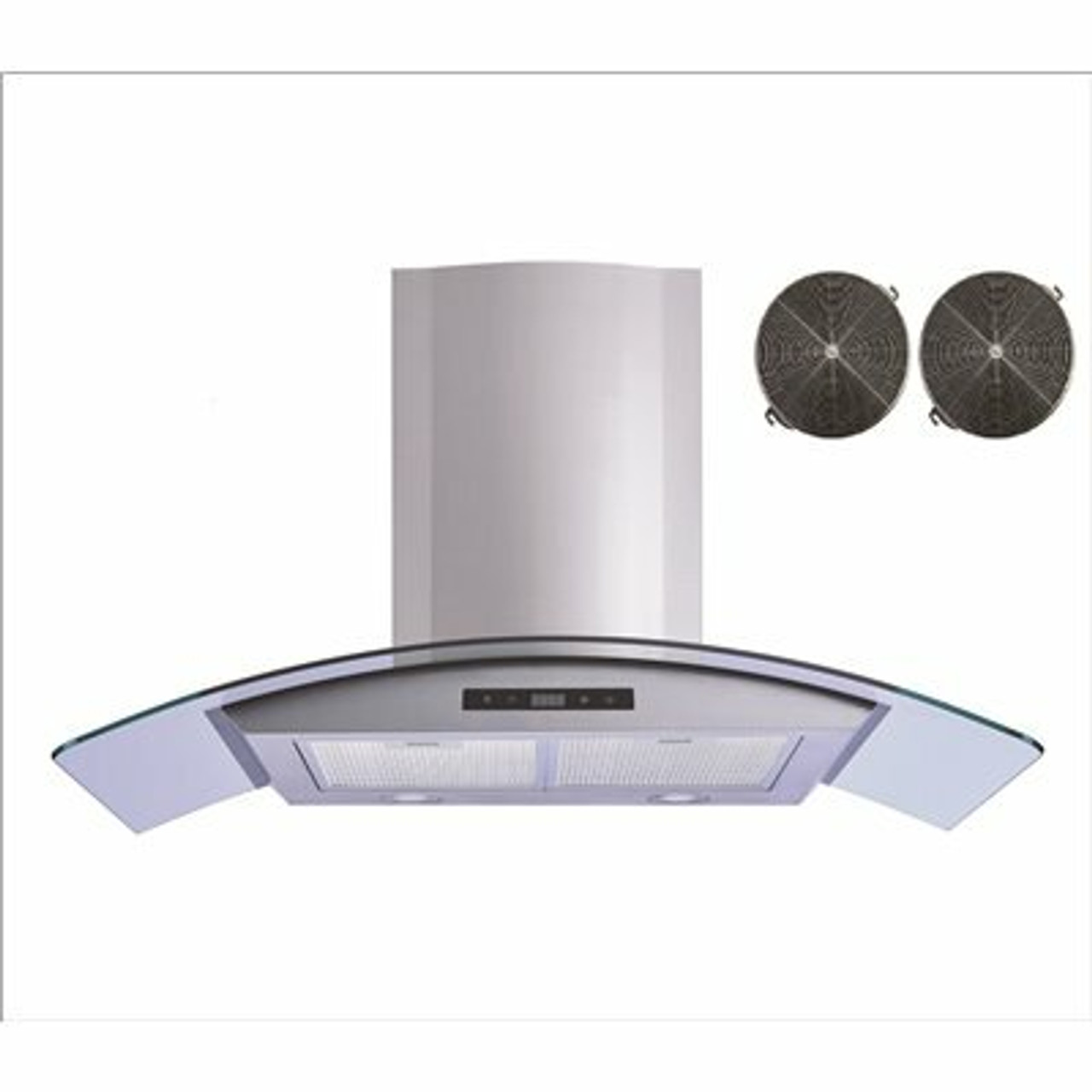 30 In. 520 Cfm Convertible Stainless Steel/Glass Wall Mount Range Hood With Mesh And Charcoal Filters And Touch Control
