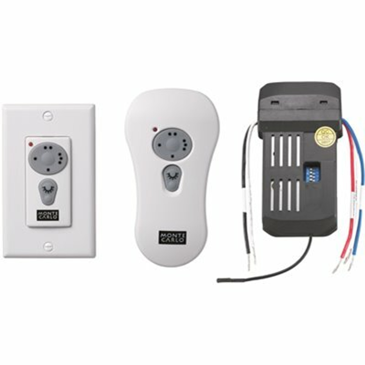 Ceiling Fan Control And Receiver With Three Speed Dimming Transmitter - Includes Enclosure For Remote Or Plates For Wall