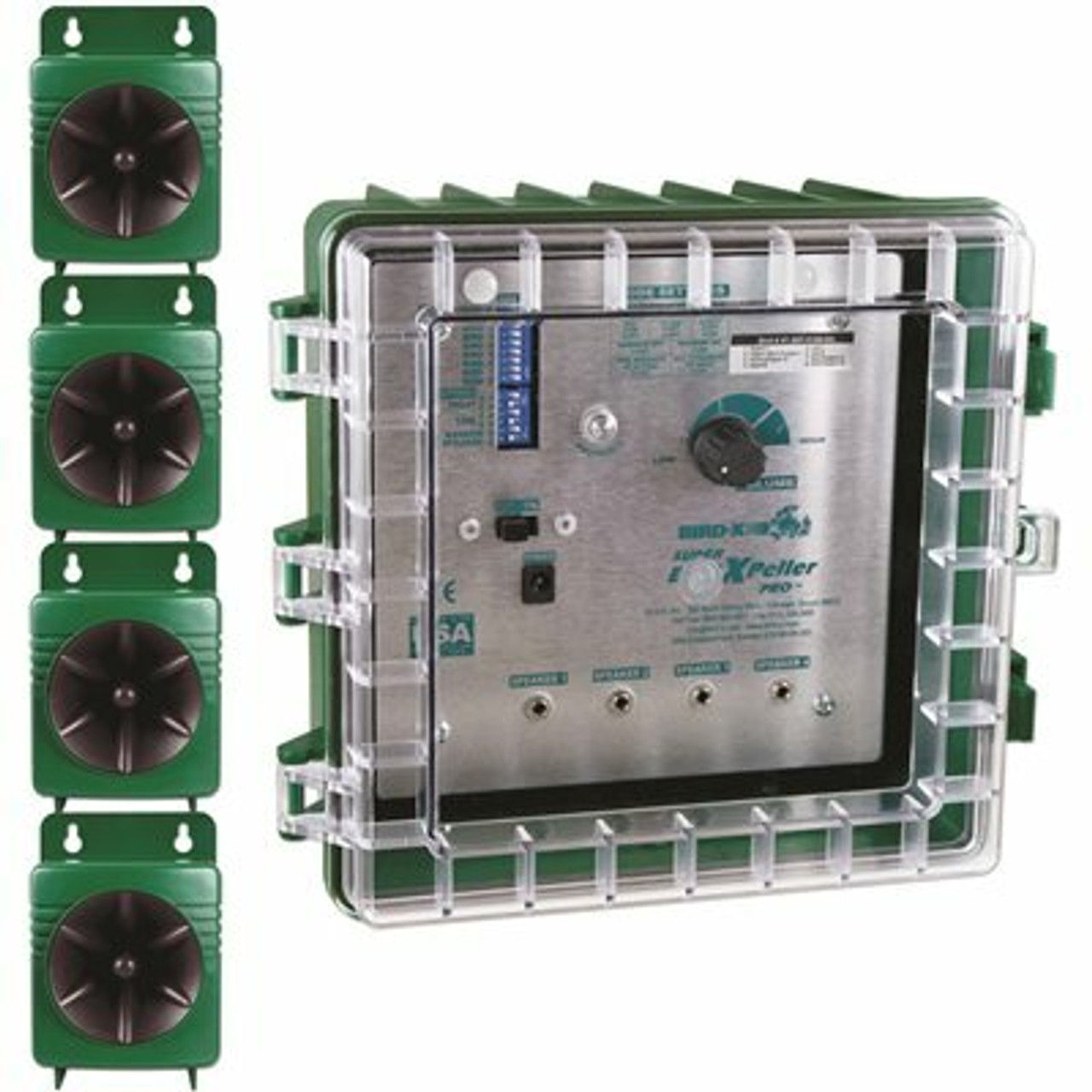 Bird-X Super Bird X Peller PRO Electronic Bird Repeller 6 Acres Repel Pigeons, Starlings, Sparrows, Seagulls and Woodpeckers