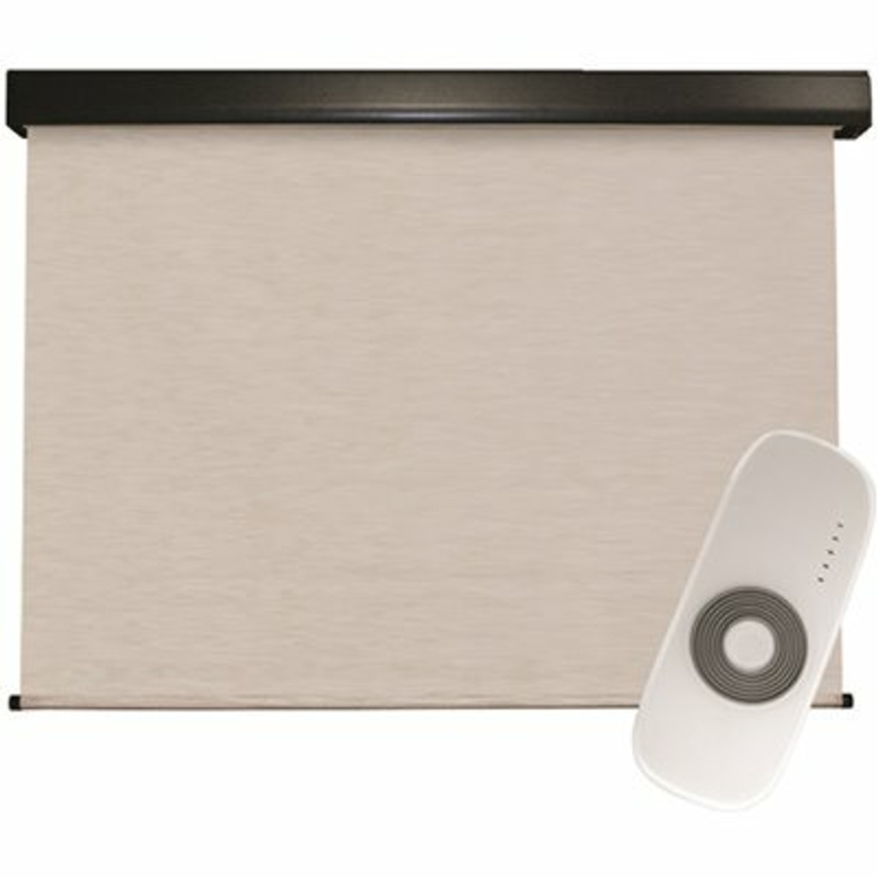 SeaSun Surfside Cream Motorized Outdoor Patio Roller Shade with Valance 120 in. W x 96 in. L