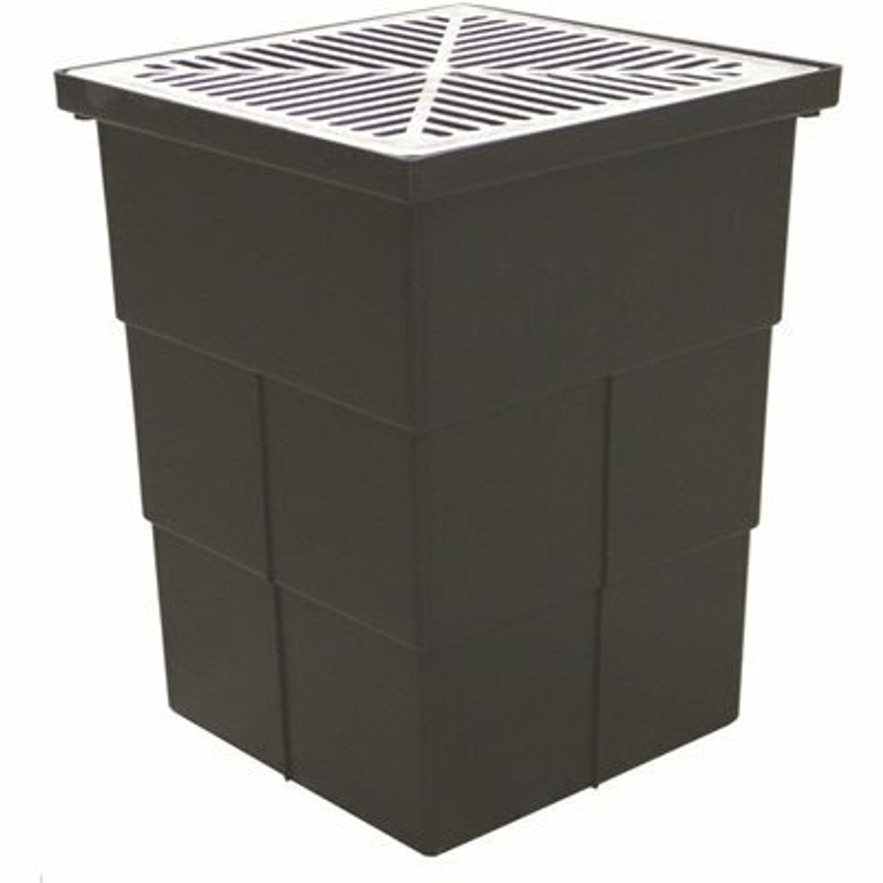 18 In. X 14 In. Storm Water Pit And Catch Basin For Modular Trench And Channel Drain Systems With Aluminum Grate