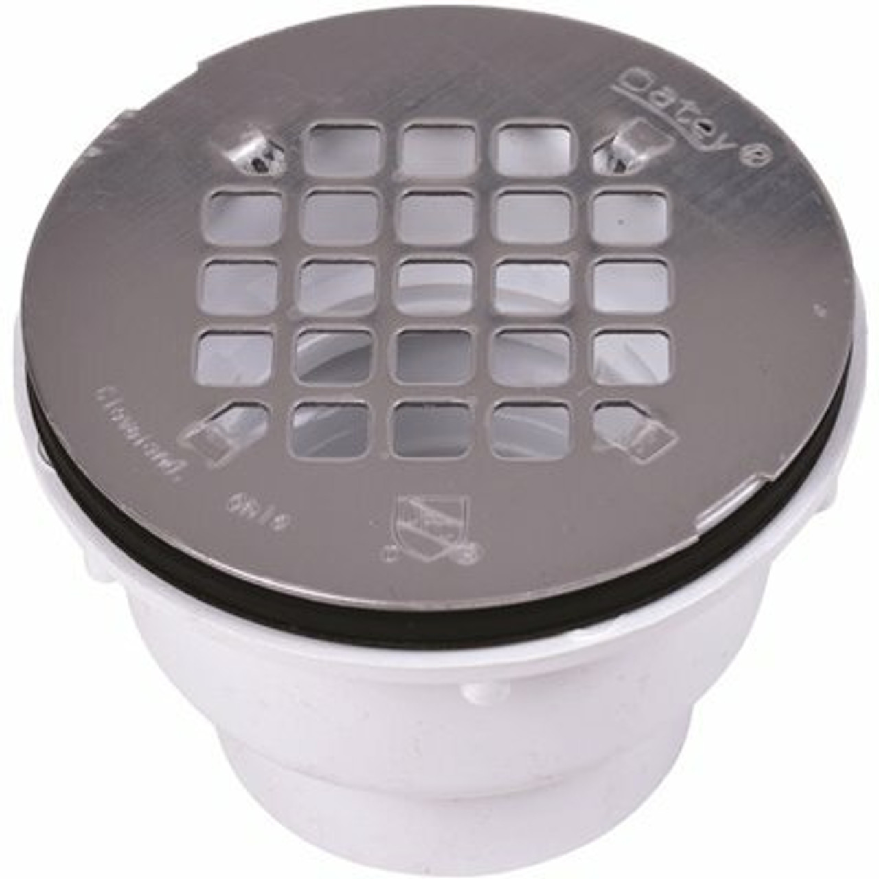 Oatey Round Gray Pvc Shower Drain With 4-1/4 In. Round Snap-In Stainless Steel Drain Cover - 303864612