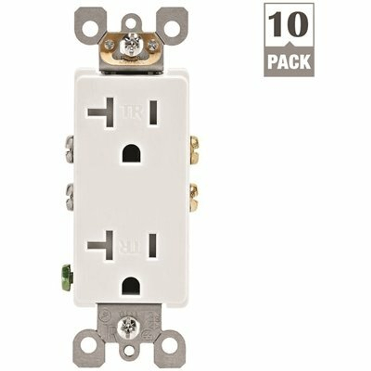 Leviton Decora 20 Amp Ultrasonic Tamper Resistant Duplex Outlet, White (10-Pack)