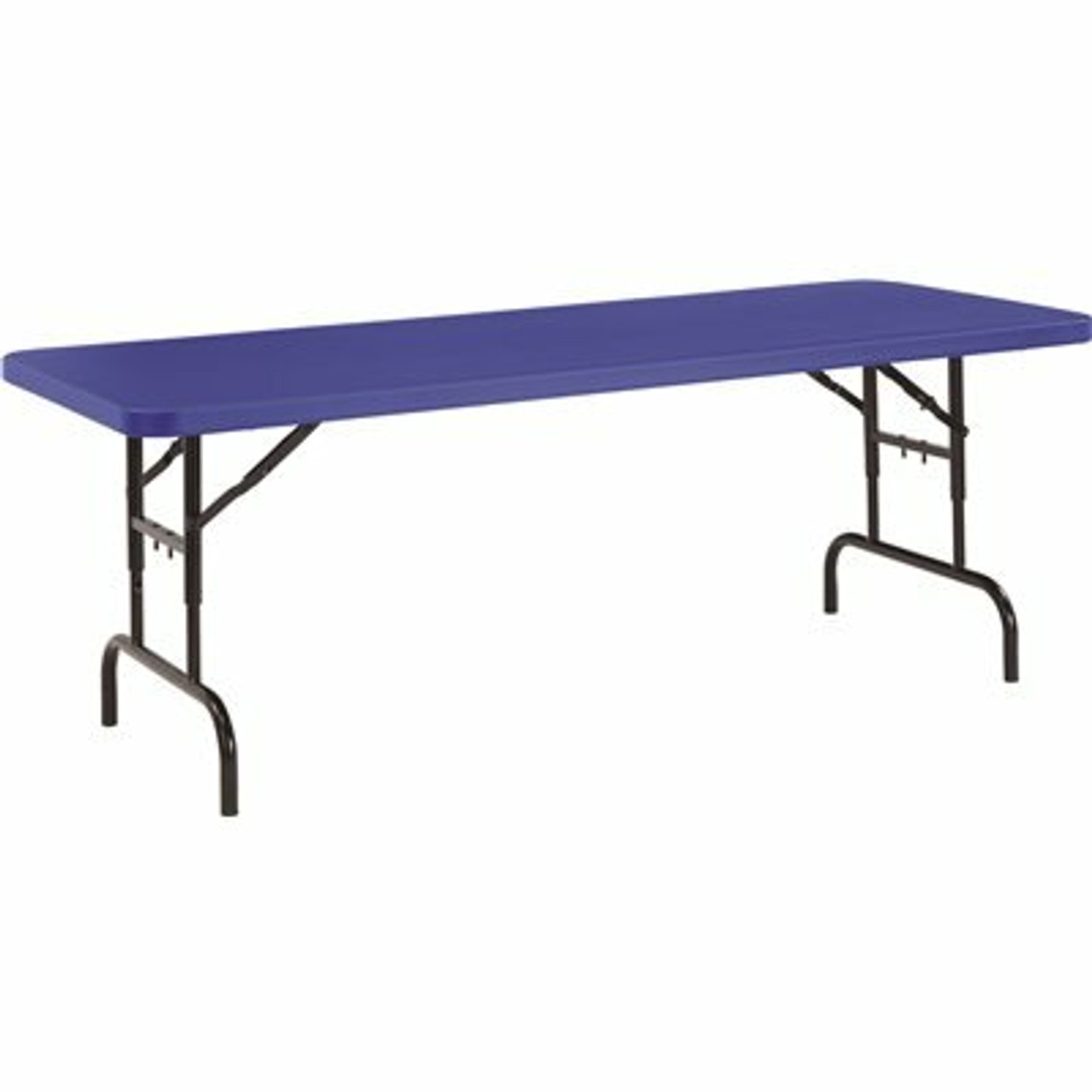 National Public Seating 72 In. Blue Plastic Adjustable Height Folding High Top Table