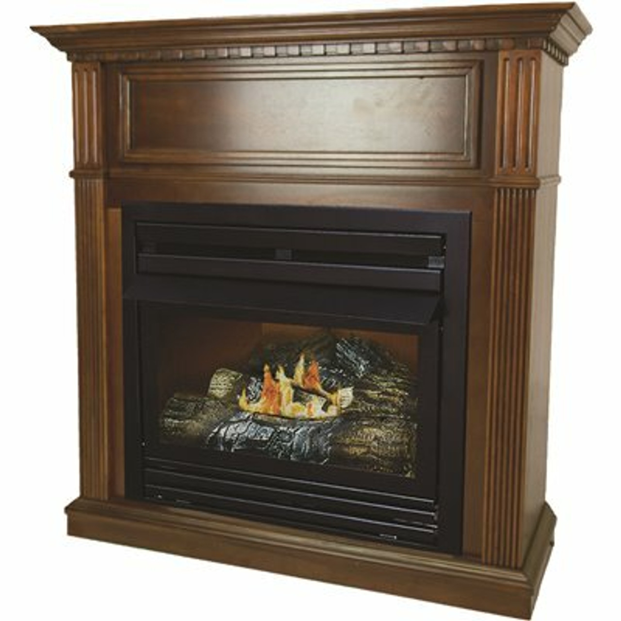 Pleasant Hearth 27,500 Btu 42 In. Convertible Ventless Natural Gas Fireplace In Cherry