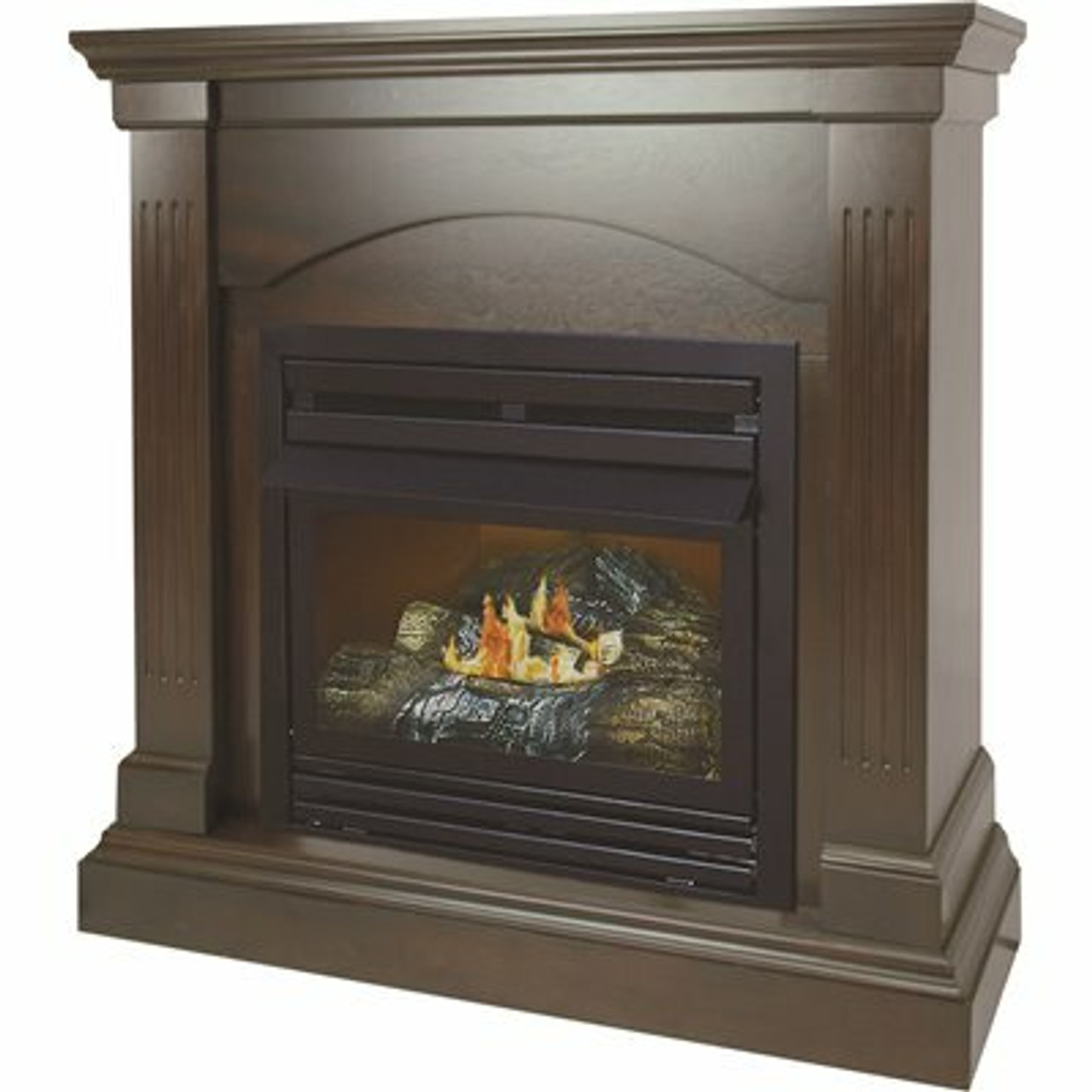 Pleasant Hearth 20,000 Btu 36 In. Compact Convertible Ventless Natural Gas Fireplace In Tobacco