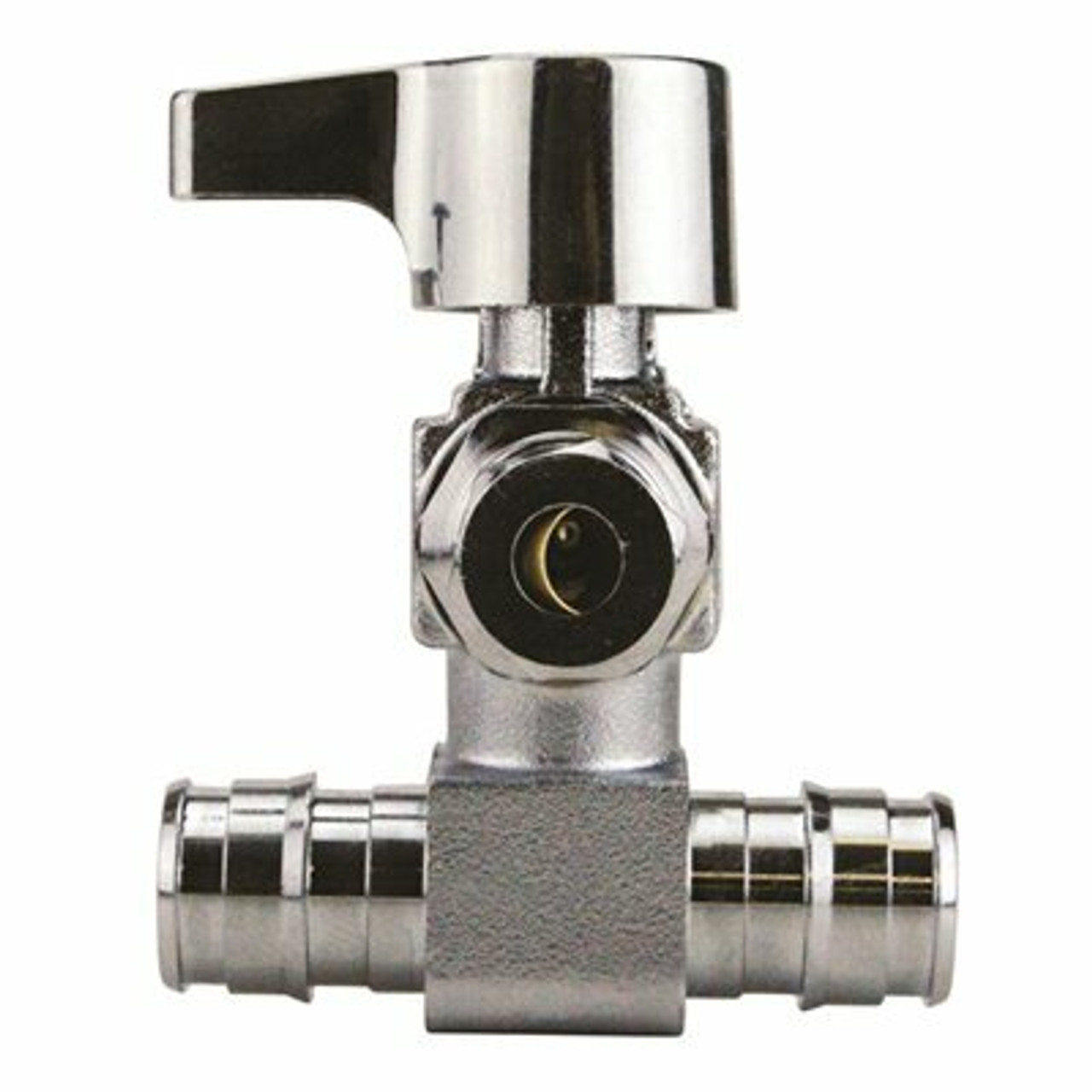 Apollo 1/2 In. Chrome-Plated Brass Pex-A Barb X 1/4 In. Compression Quarter-Turn Icemaker Tee Valve