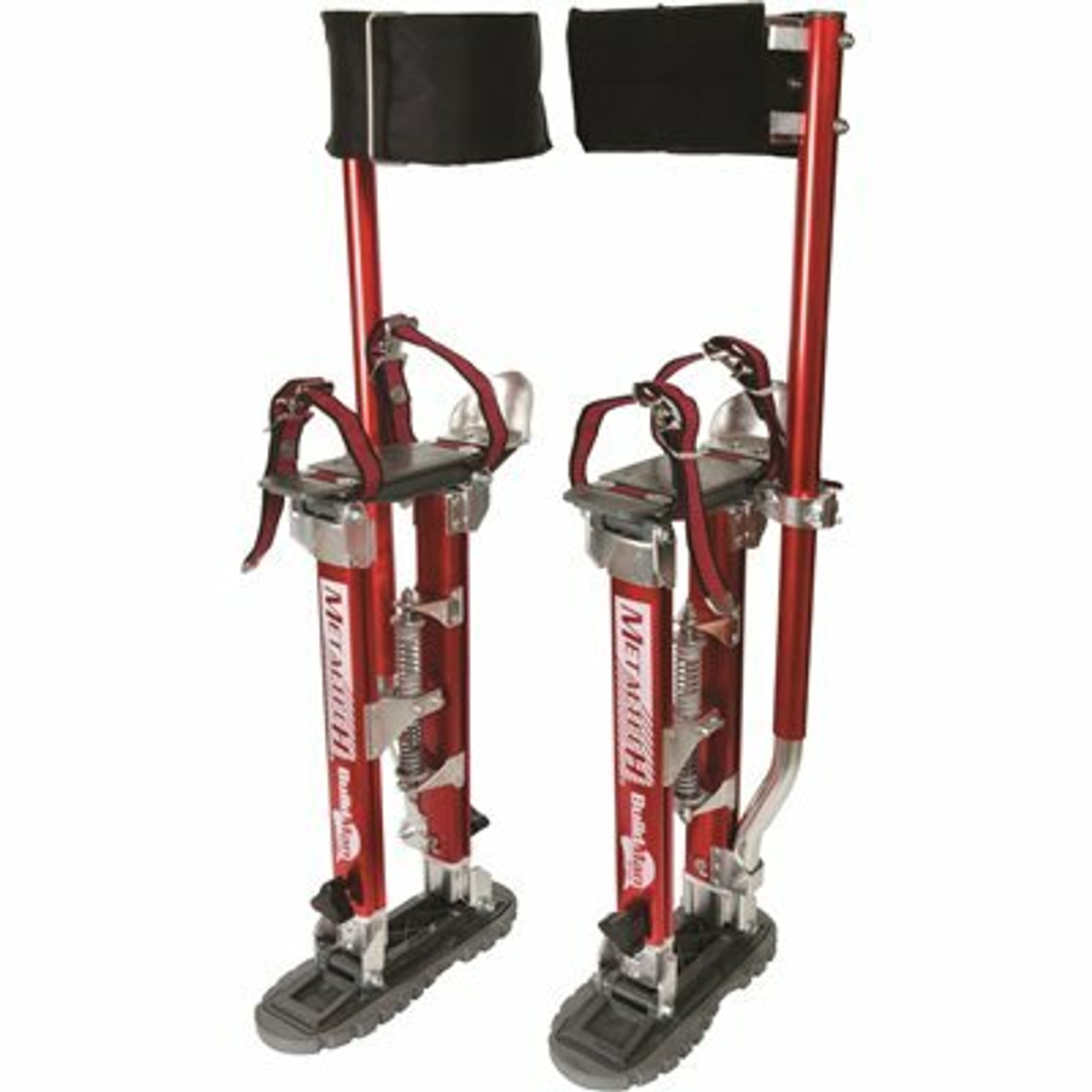Buildman 18 In. To 30 In. Aluminum Adjustable Self-Locking Drywall Stilts With Anti-Fatigue Straps, 225 Lbs. Capacity