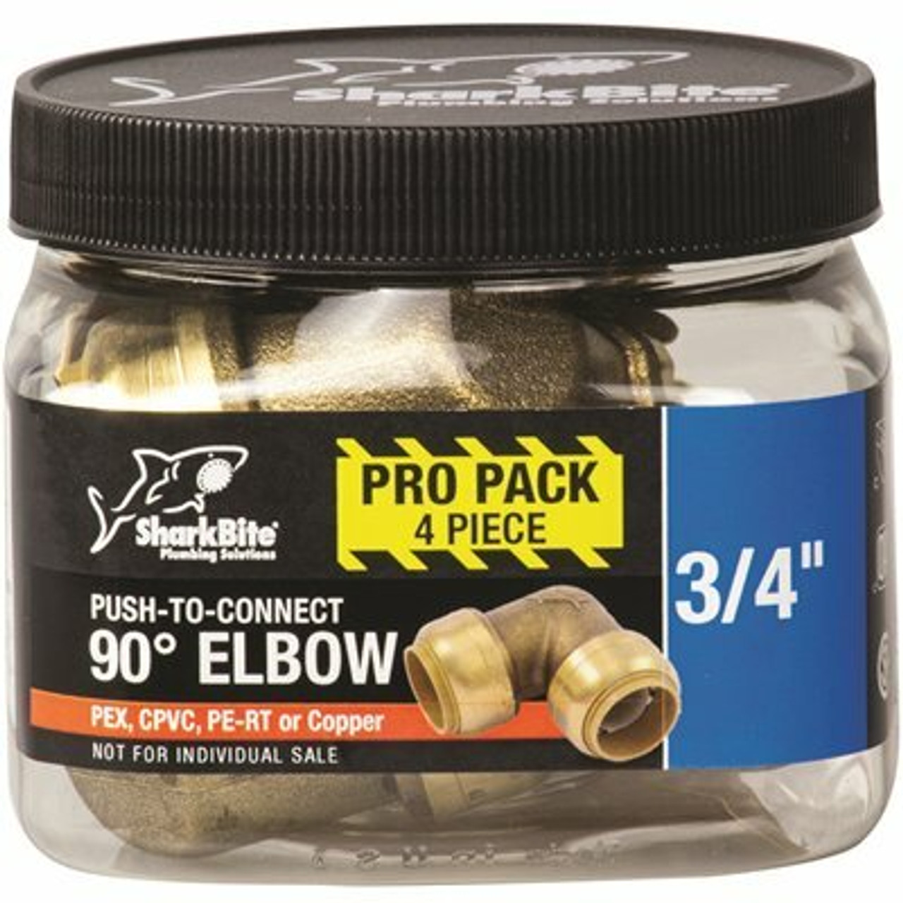 Sharkbite 3/4 In. Push-To-Connect Brass 90-Degree Elbow Fitting Pro Pack (4-Pack)