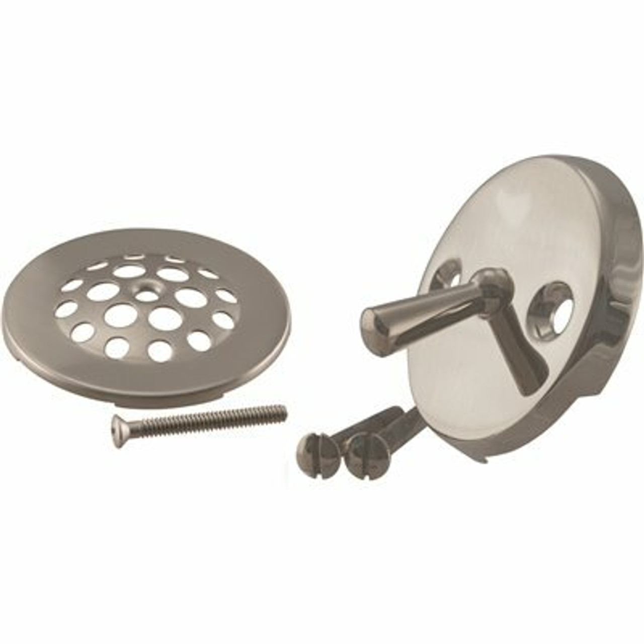 Westbrass Trip Lever Overflow Faceplate With Beehive Drain Cover And Screws In Satin Nickel