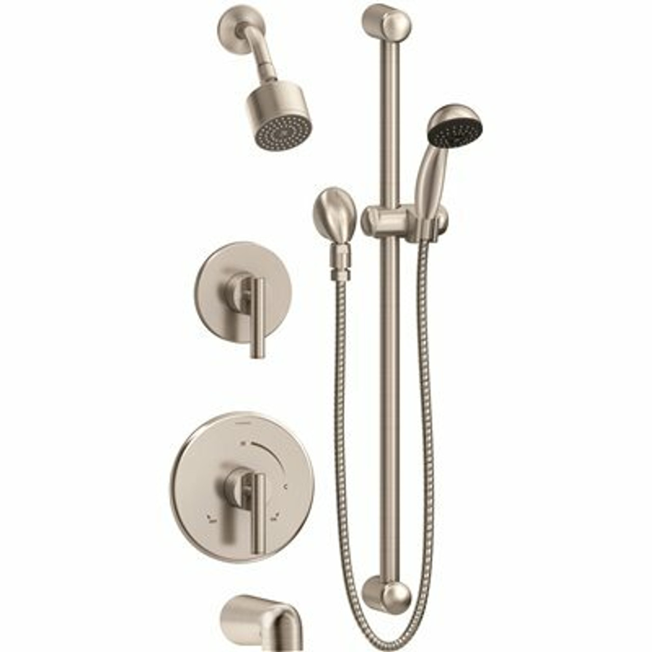 Symmons Dia 2-Handle Tub And 1-Spray Shower Trim With 1-Spray Hand Shower In Satin Nickel (Valves Not Included)