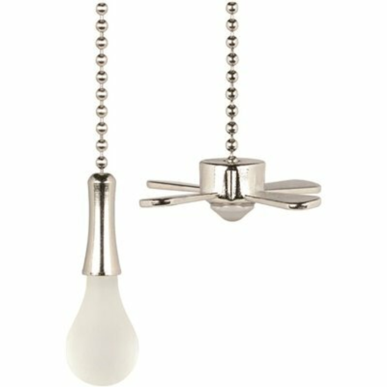 Commercial Electric 12 In. Brushed Nickel Light Bulb And Fan Pull Chain Set