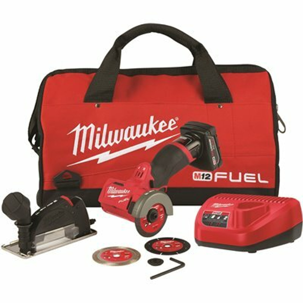 Milwaukee M12 Fuel 12-Volt 3 In. Lithium-Ion Brushless Cordless Cut Off Saw Kit With One 4.0 Ah Battery Charger And Bag