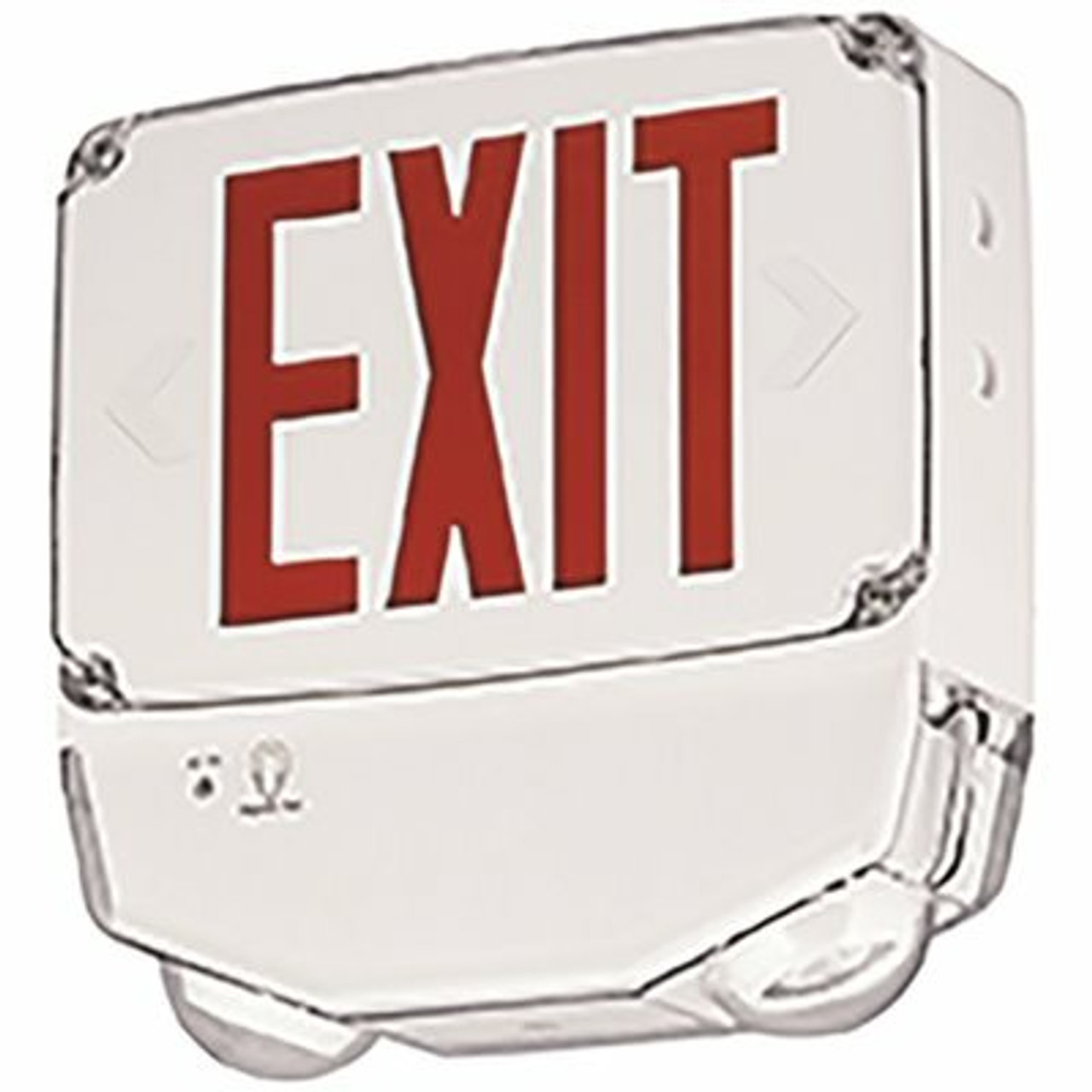 Compass 33.6-Watt Integrated Led White/Red Cold Temperature Double-Face Exit Sign, Wet Location