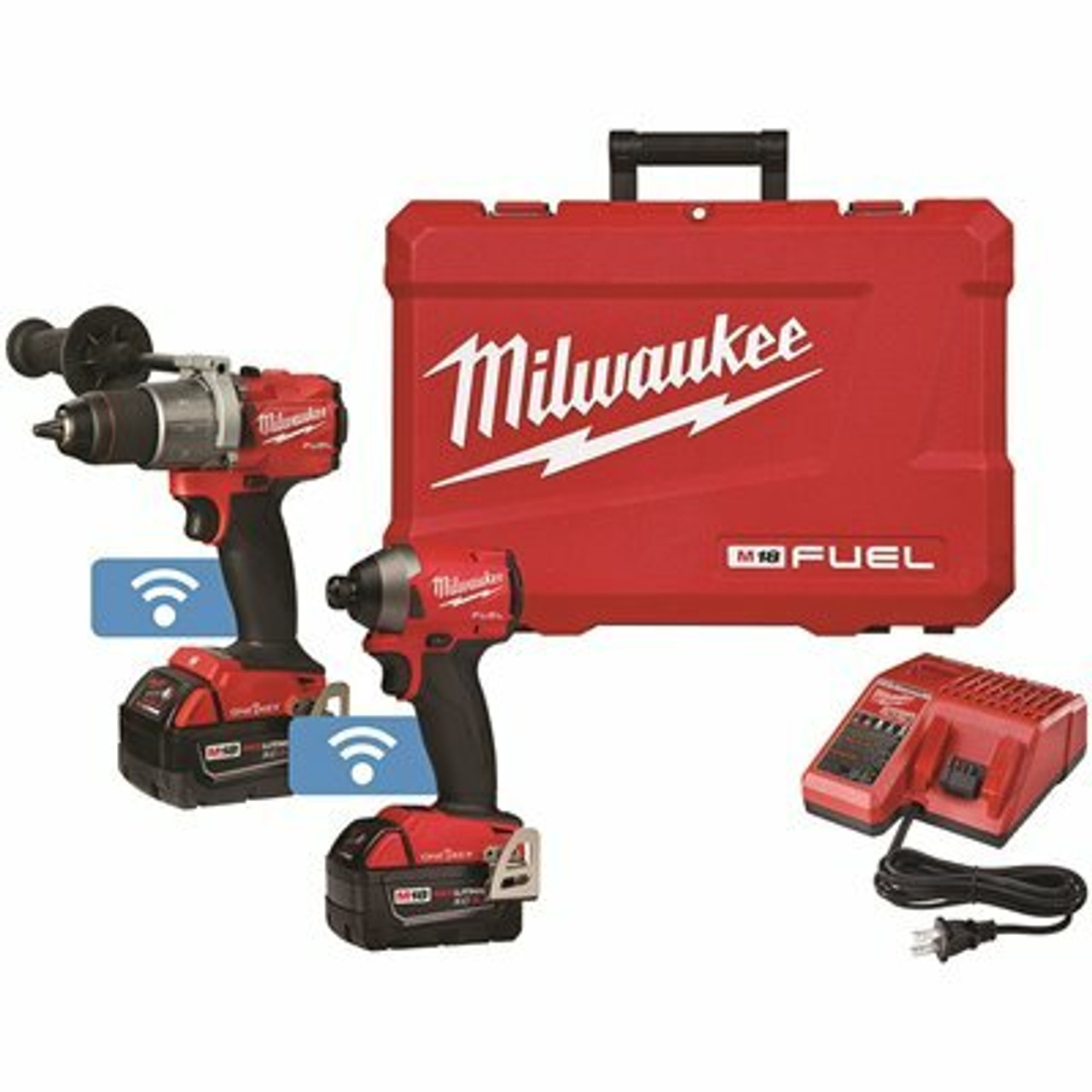 M18 Fuel One-Key 18-Volt Lithium-Ion Brushless Cordless Hammer Drill/Impact Driver Combo Kit Two 5.0 Ah Batteries Case