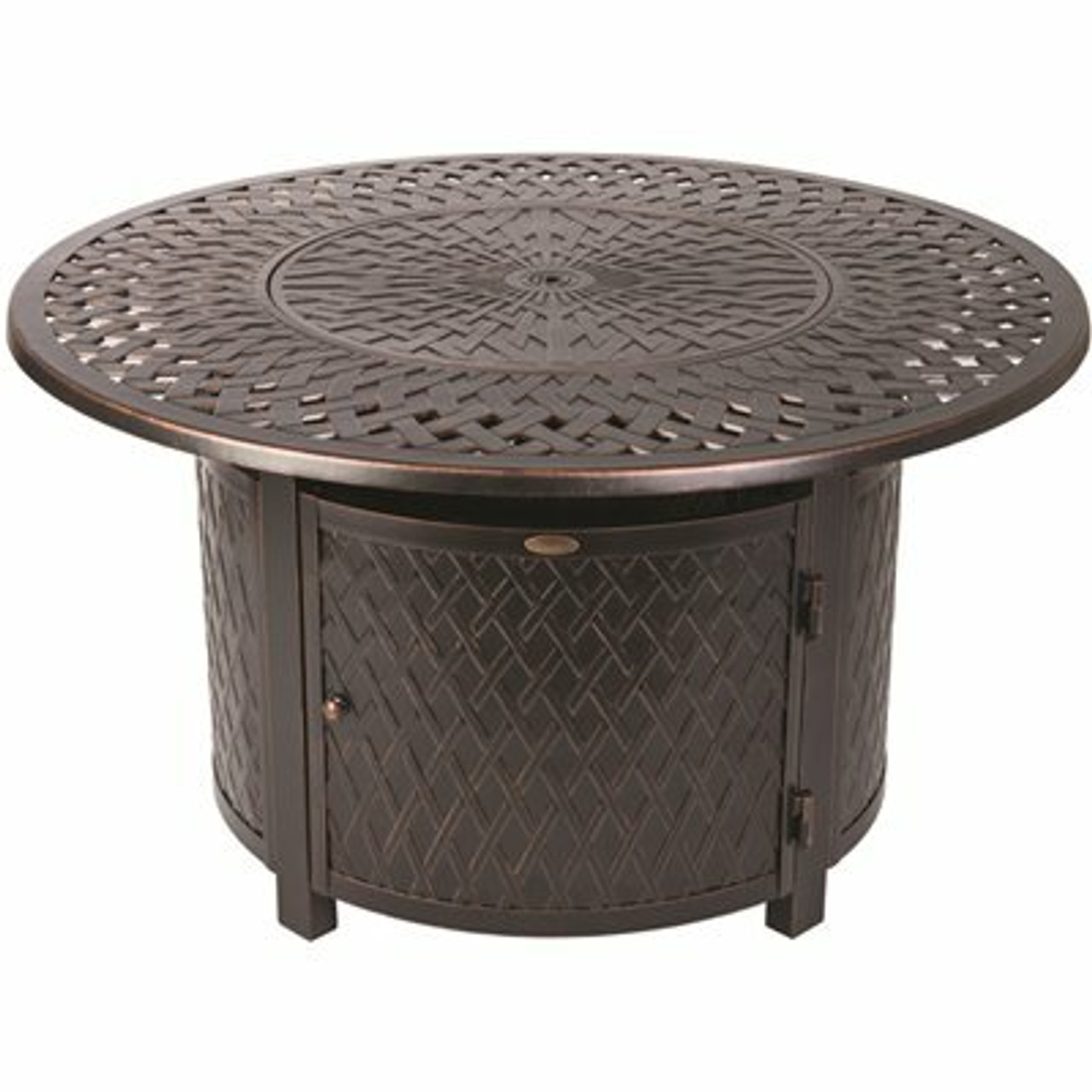 Fire Sense Verona 42 In. X 24 In. Round Aluminum Lpg Fire Pit Table In Antique Bronze With Vinyl Cover