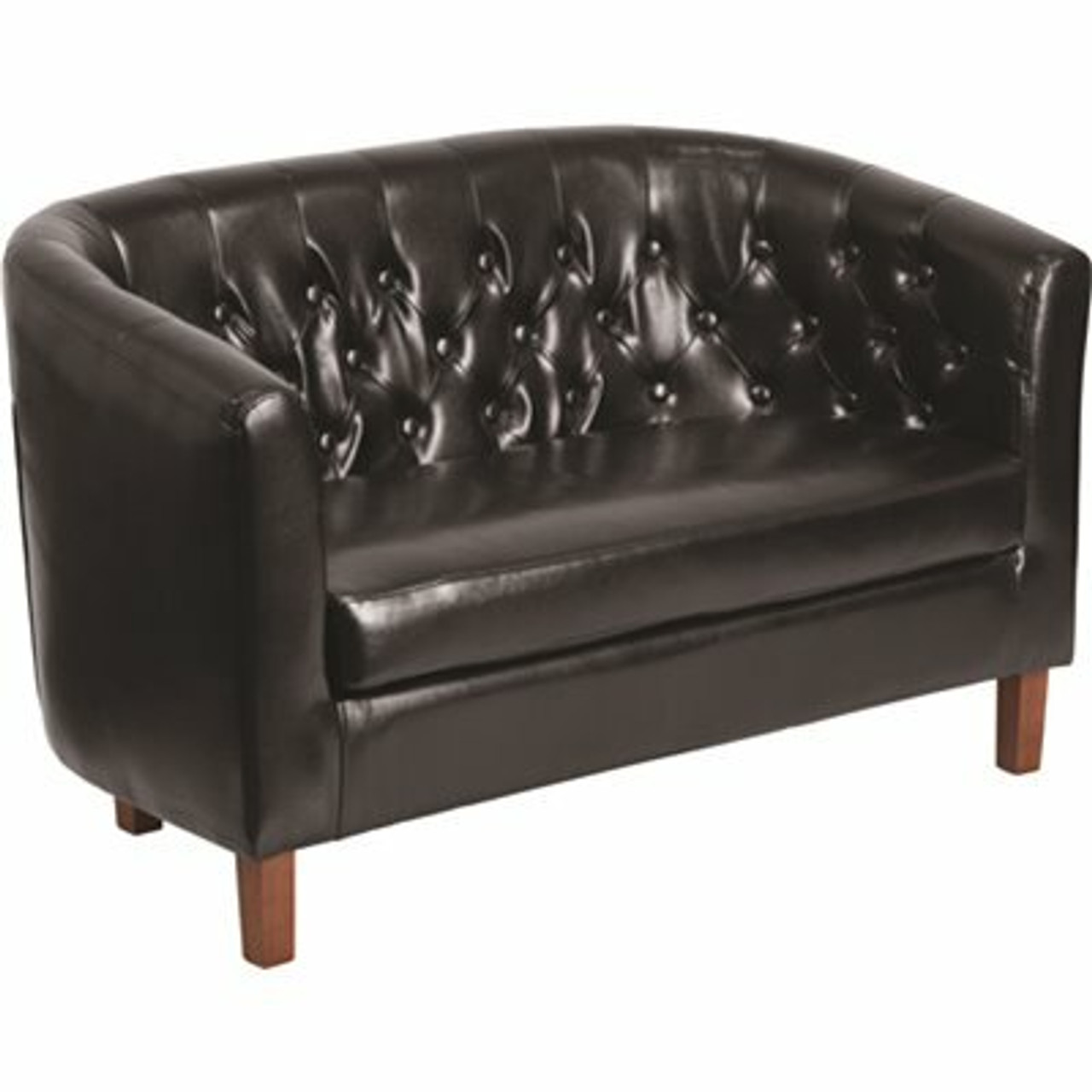 Flash Furniture Hercules 49.5 In. Black Faux Leather 2-Seater Loveseat With Flared Arms