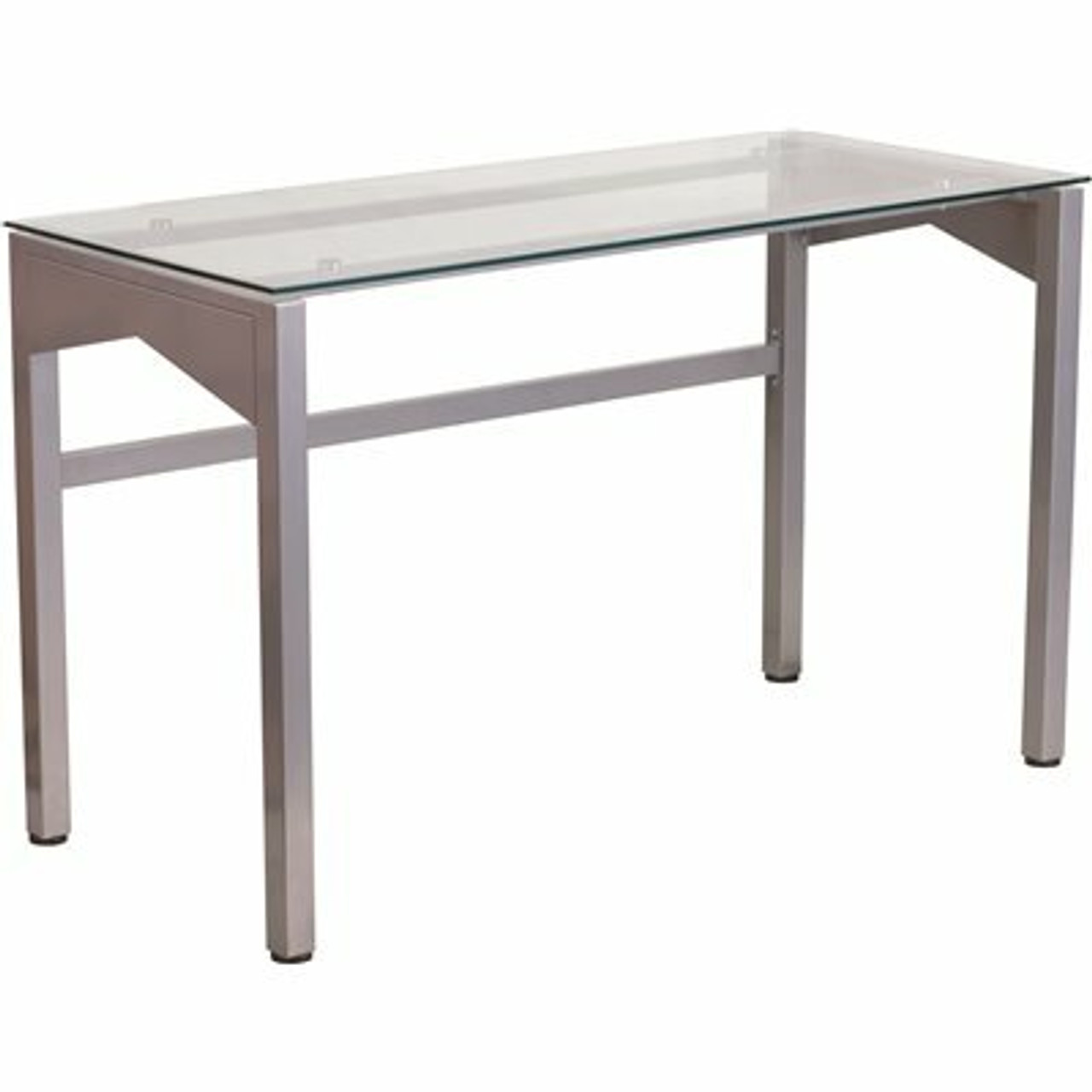 Carnegy Avenue 47.3 In. Rectangular Clear/Silver Writing Desks With Glass Top