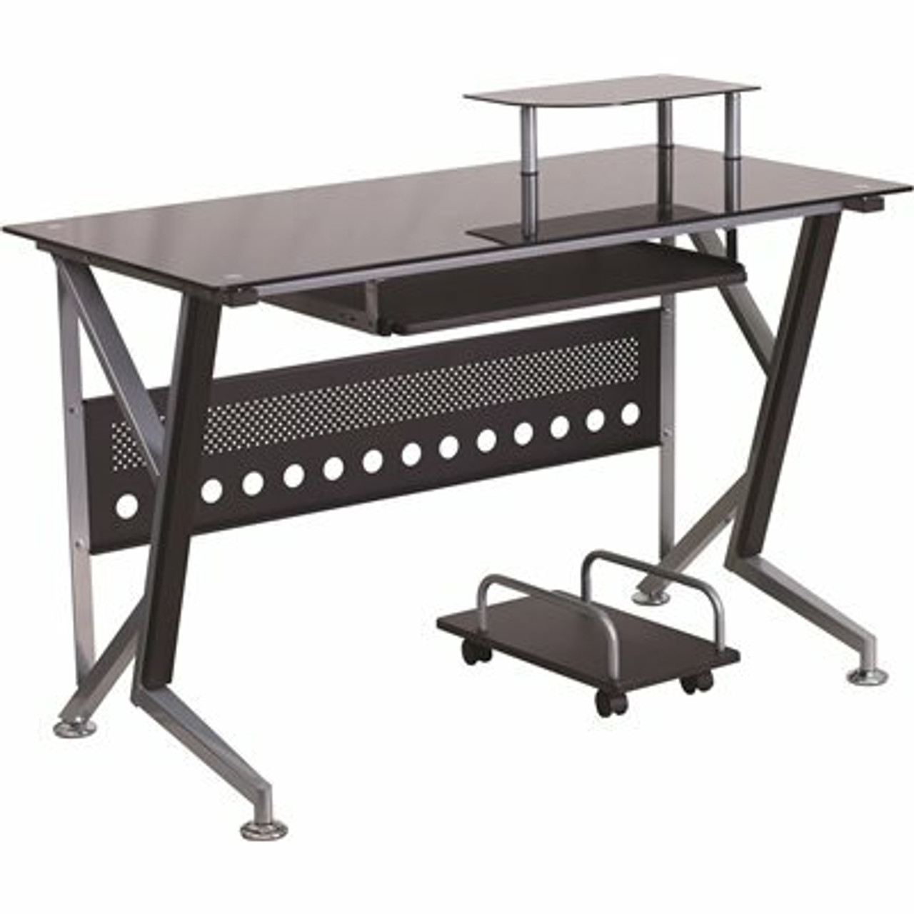 Carnegy Avenue 47.3 In. Rectangular Black/Silver Computer Desks With Keyboard Tray