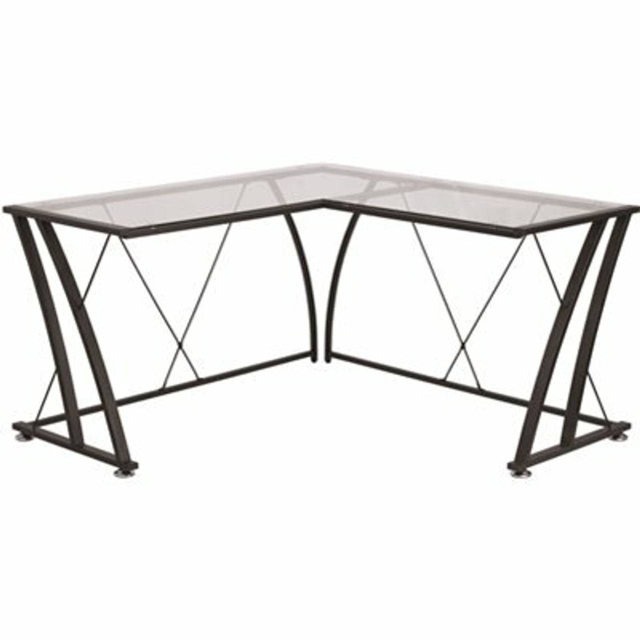 Flash Furniture 79 In. Rectangular Clear/Black Computer Desks With Glass Top