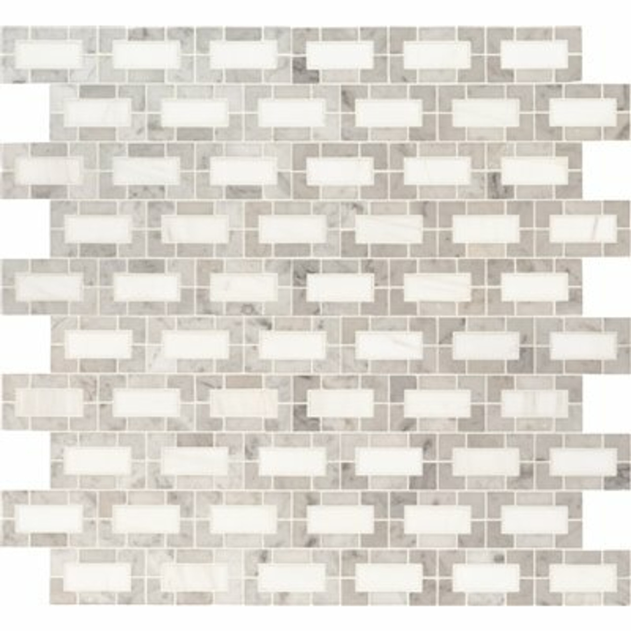Msi Bianco Dolomite Lynx 12 In. X 12 In. X 10Mm Polished Marble Mosaic Tile (10 Sq. Ft./Case)