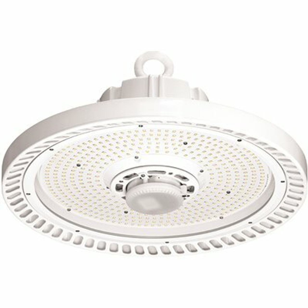 1.24 Ft. 400-Watt Equivalent Integrated Led White Round High Bay Housing Only, Requires Crn Optic To Complete Fixture - 307754048