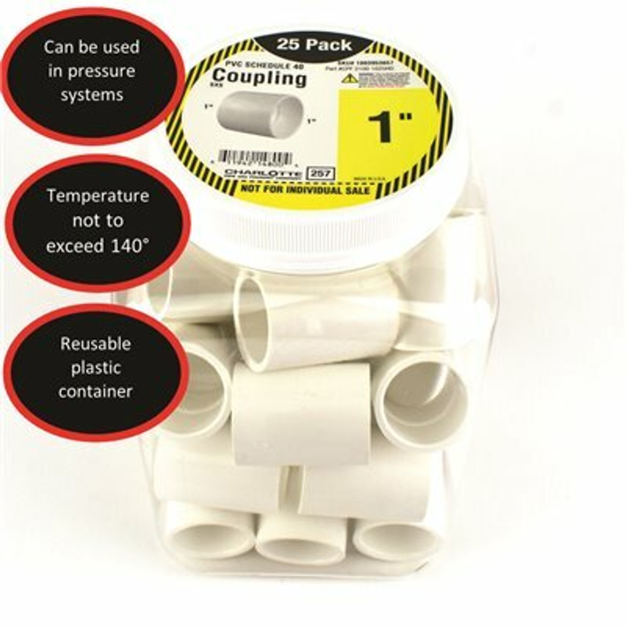 Charlotte Pipe 1 In. Pvc Schedule 40 Coupling S X S Pro Pack (25-Pack)