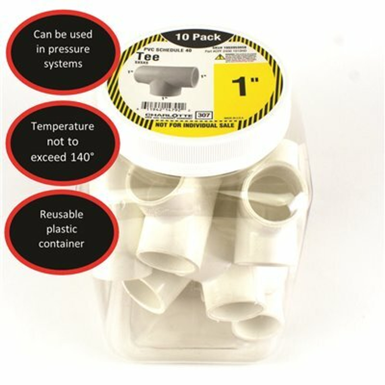 Charlotte Pipe 1 in. PVC S x S x S Tee Pro Pack (10-Pack)
