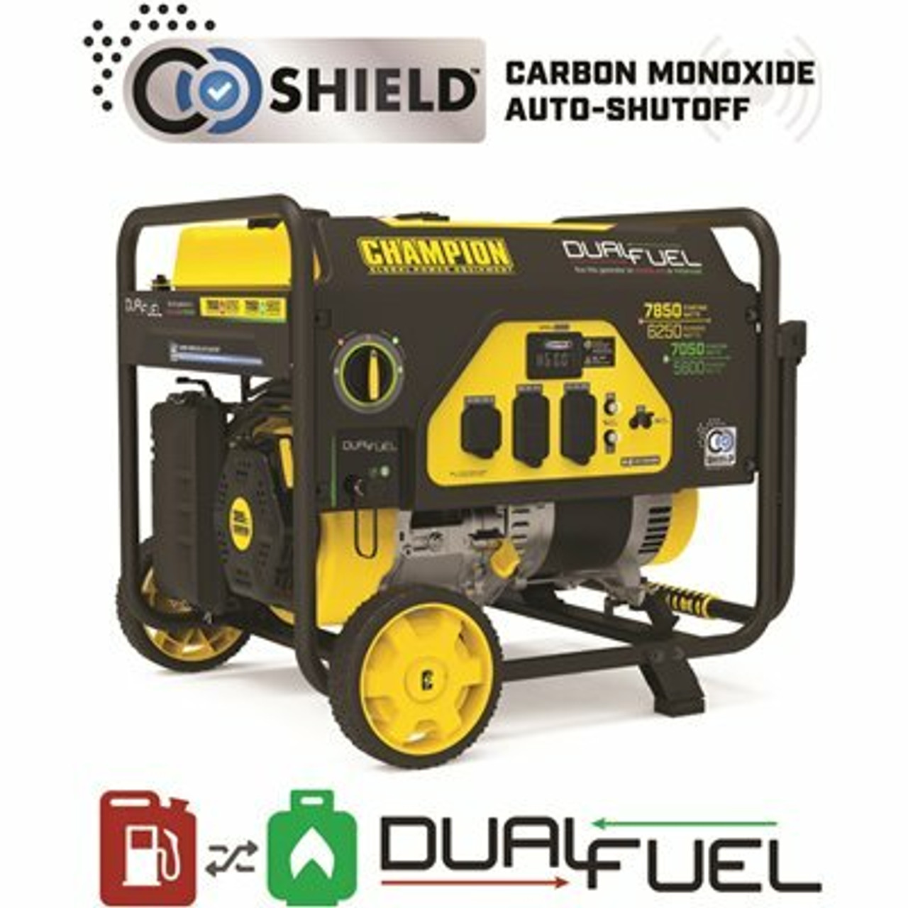 Champion Power Equipment 6250-Watt Gas And Propane Powered Dual-Fuel Portable Generator With Co Shield Technology